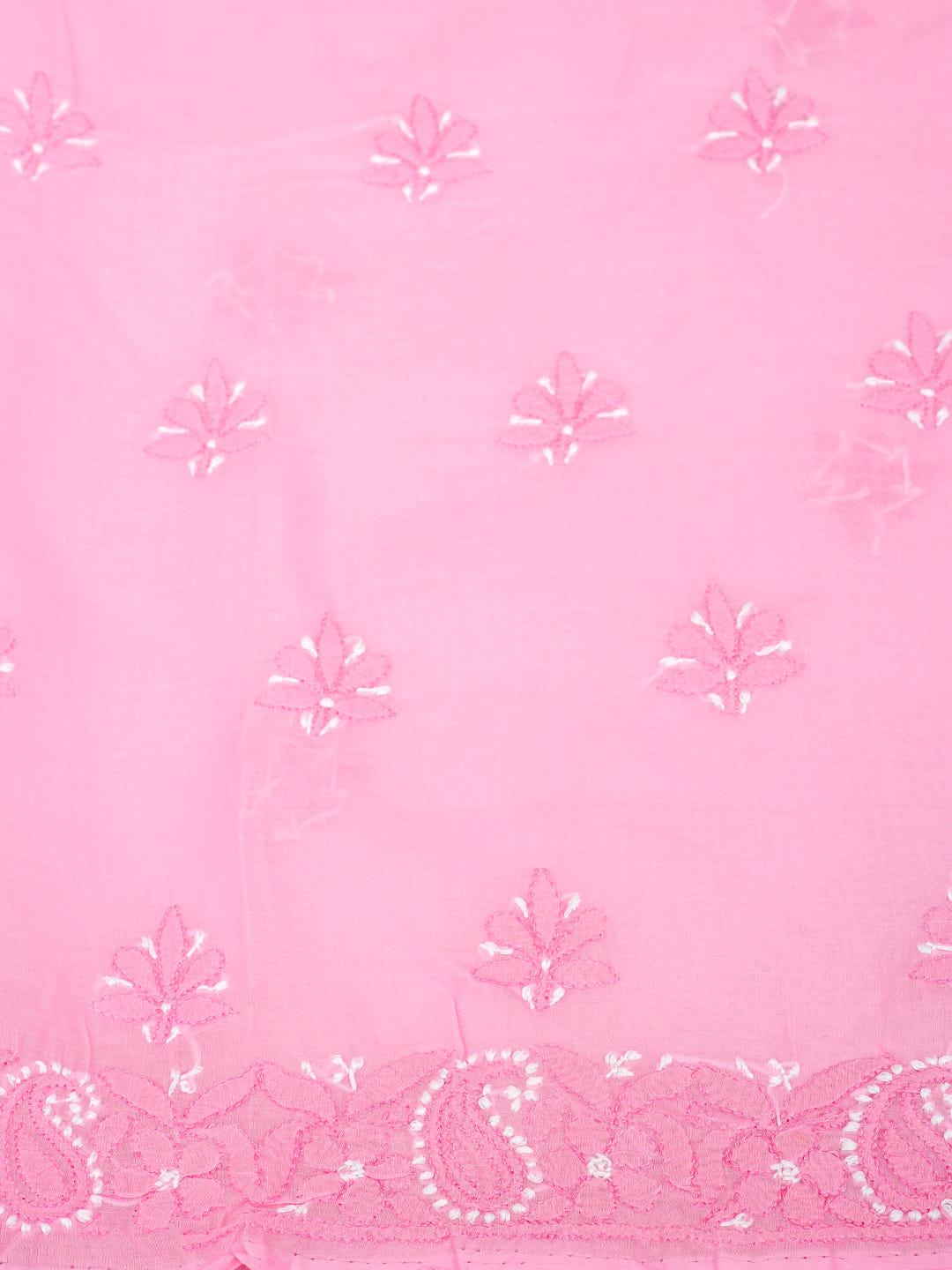 Ada Hand Embroidered Pink Cotton Lucknowi Chikankari Unstitched Suit Set With Chiffon Dupatta 01A986927