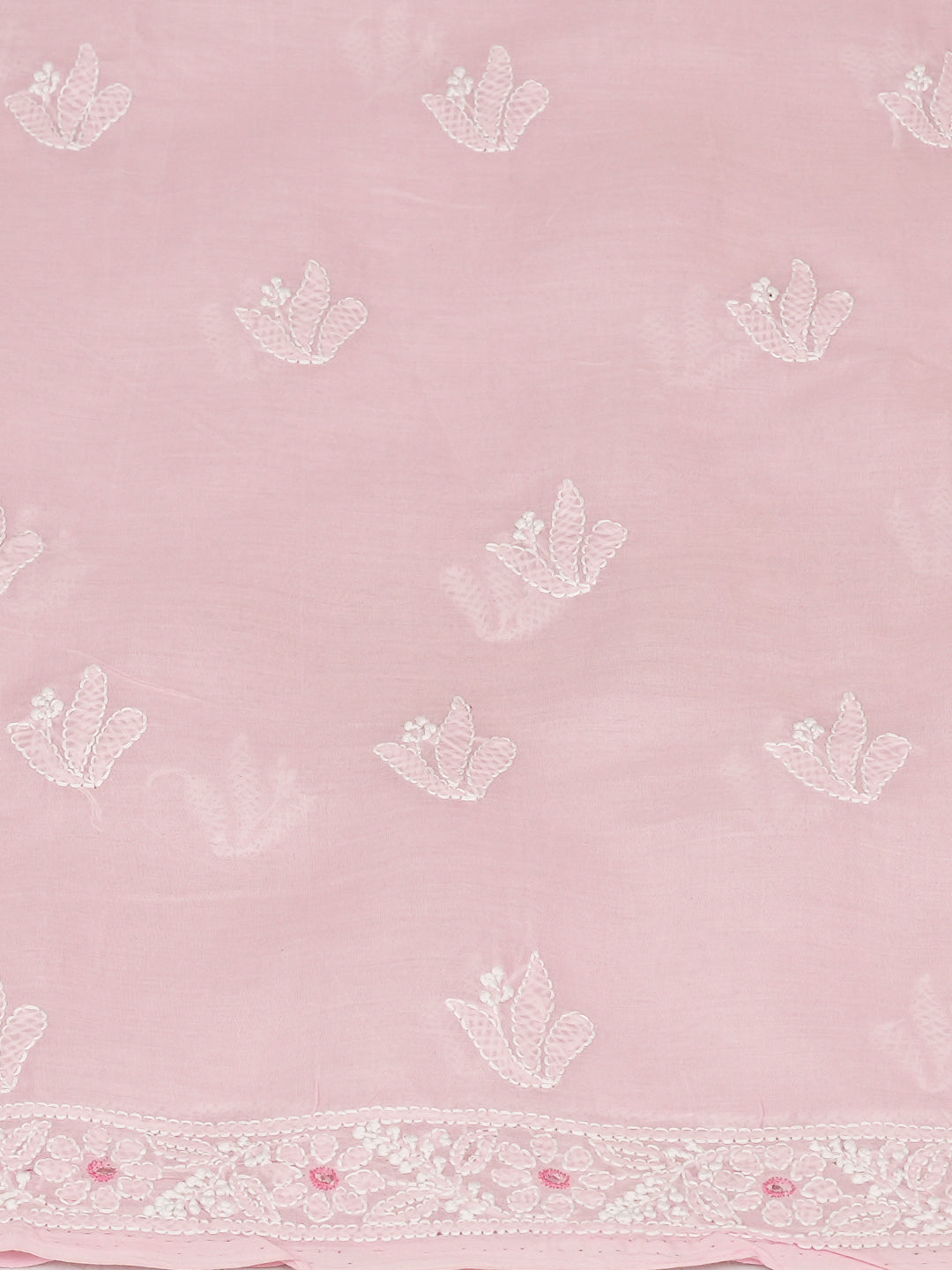 Ada Hand Embroidered Pink Cotton Lucknowi Chikankari Unstitched Suit Set With Chiffon Dupatta 01A989736