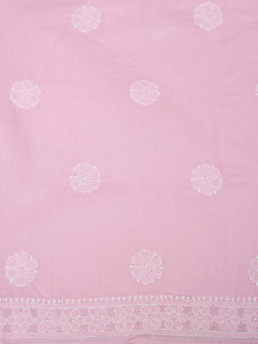 Ada Hand Embroidered Pink Cotton Lucknowi Chikankari Unstitched Suit Set With Chiffon Dupatta 01A992341