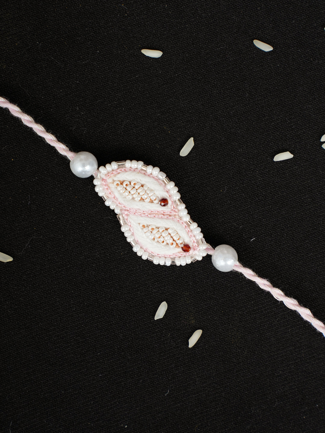 Ada Hand Embroidered Pink Cotton Raksha Sutra Rakhi With Cutdana Work_2