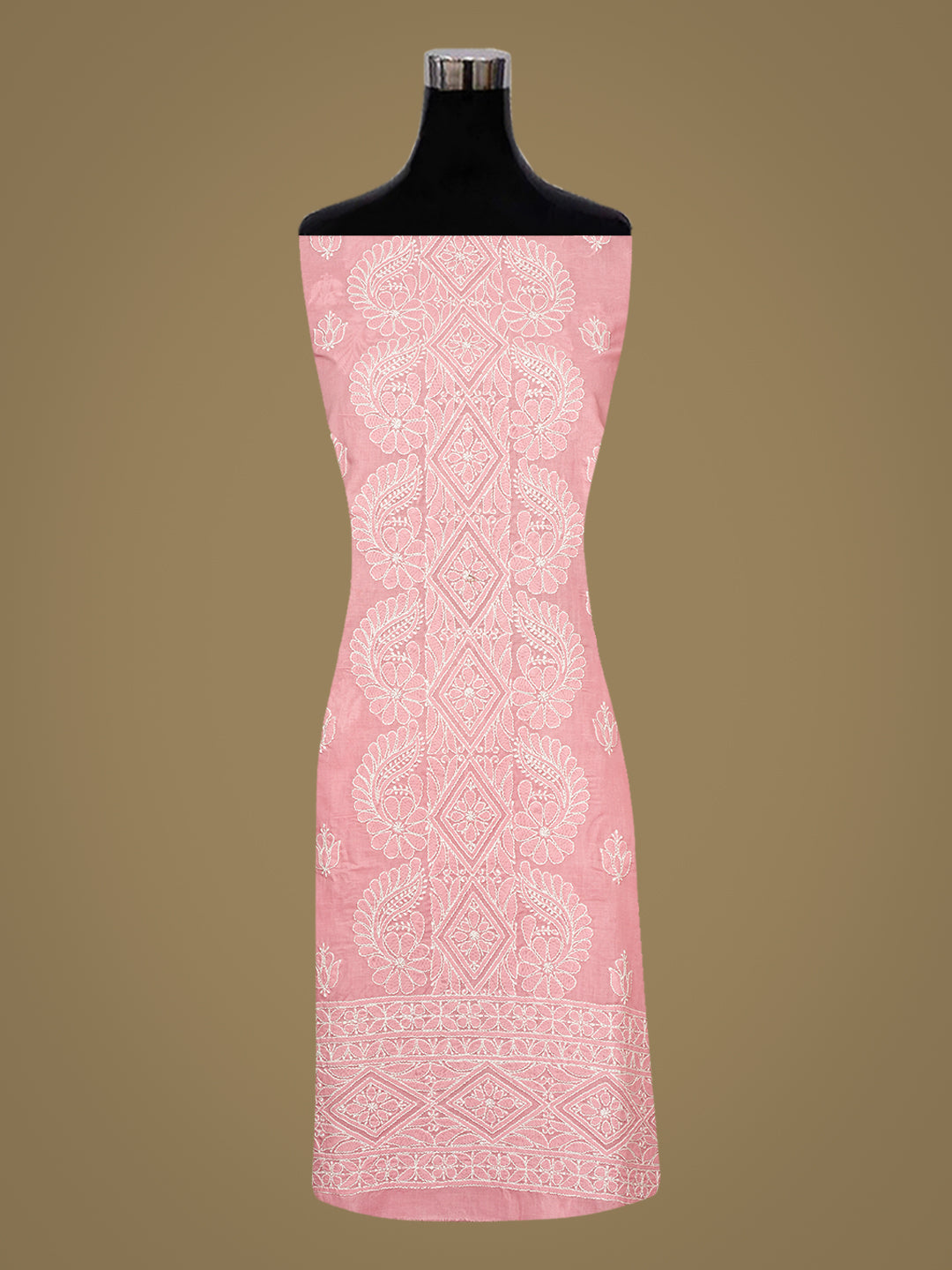 Ada Hand Embroidered Pink Cotton lucknowi Chikankari Unstitched Kurta 01A946773
