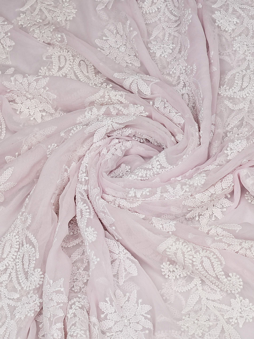 Ada Hand Embroidered Pink Faux Georgette Lucknowi Chikankari Dupatta 01A869214
