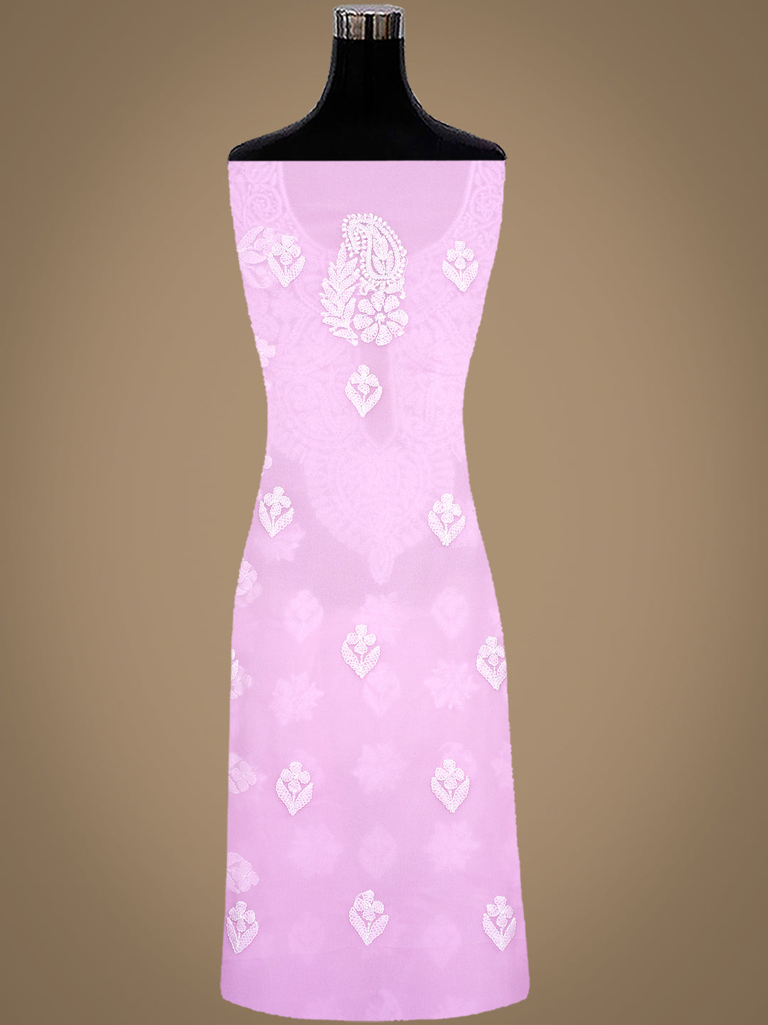 Ada Hand Embroidered Pink Faux Georgette Lucknowi Chikankari Unstitched Suit Piece 01A1002626