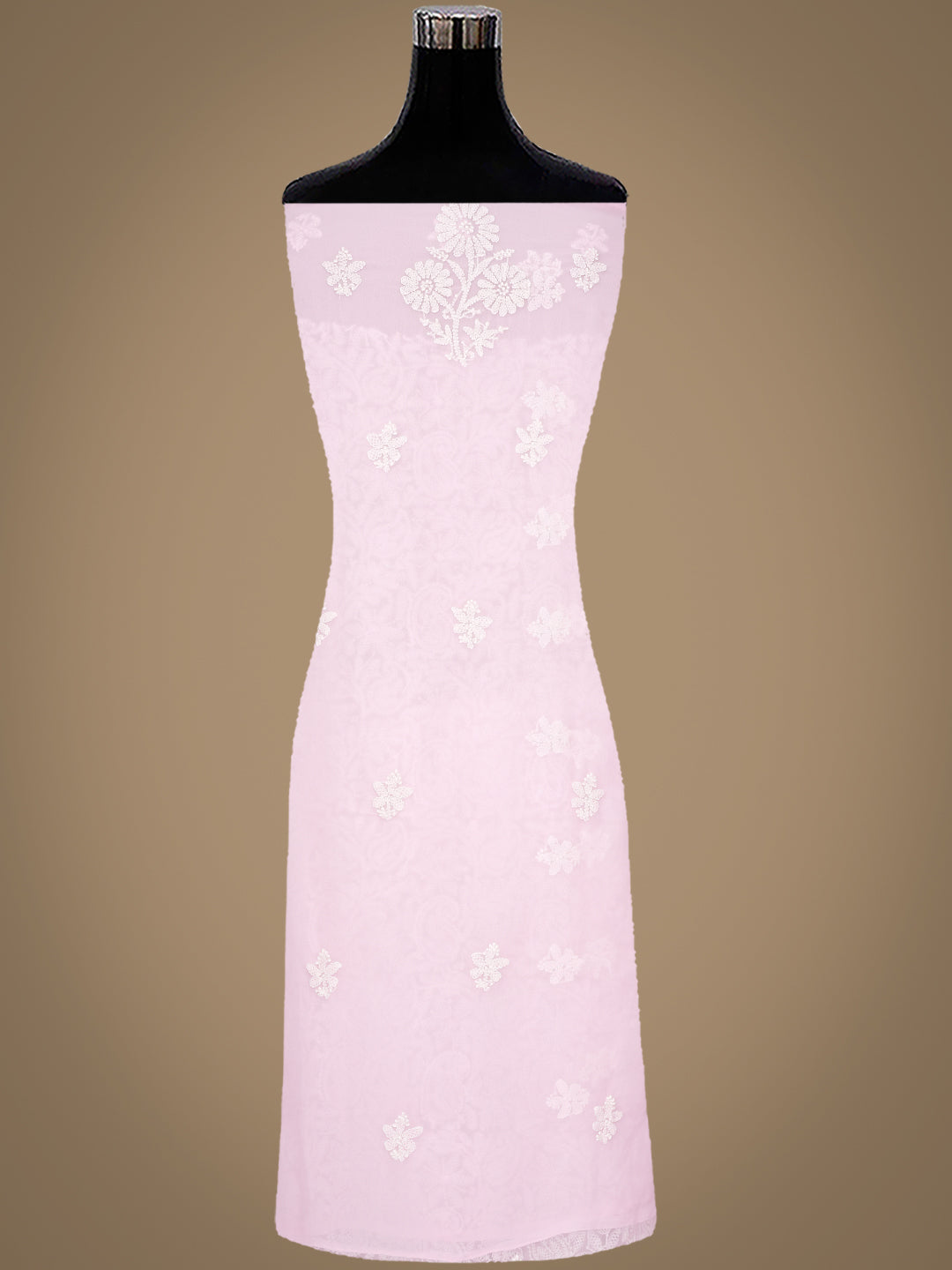 Ada Hand Embroidered Pink Faux Georgette Lucknowi Chikankari Unstitched Suit Piece 01A1002711