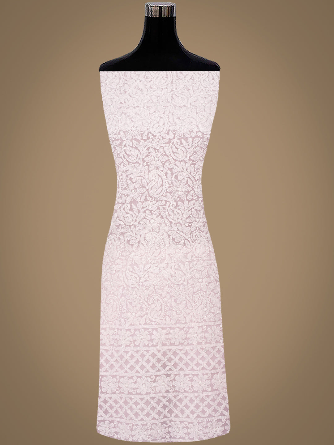 Ada Hand Embroidered Pink Faux Georgette Lucknowi Chikankari Unstitched Suit Piece 01A1002711