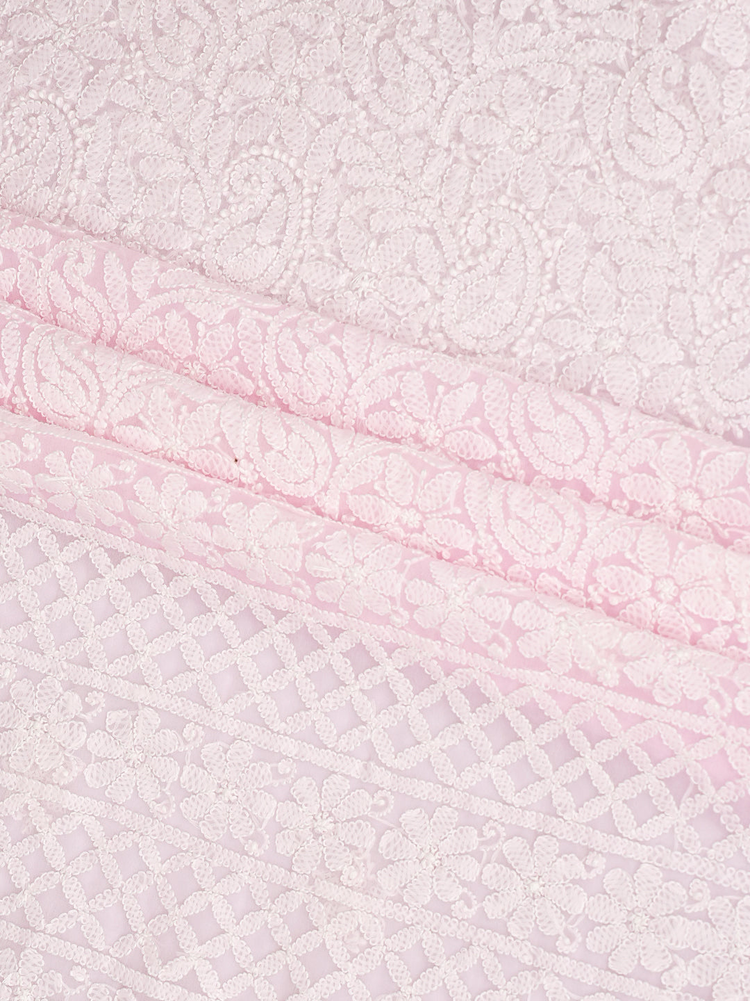 Ada Hand Embroidered Pink Faux Georgette Lucknowi Chikankari Unstitched Suit Piece 01A1002711