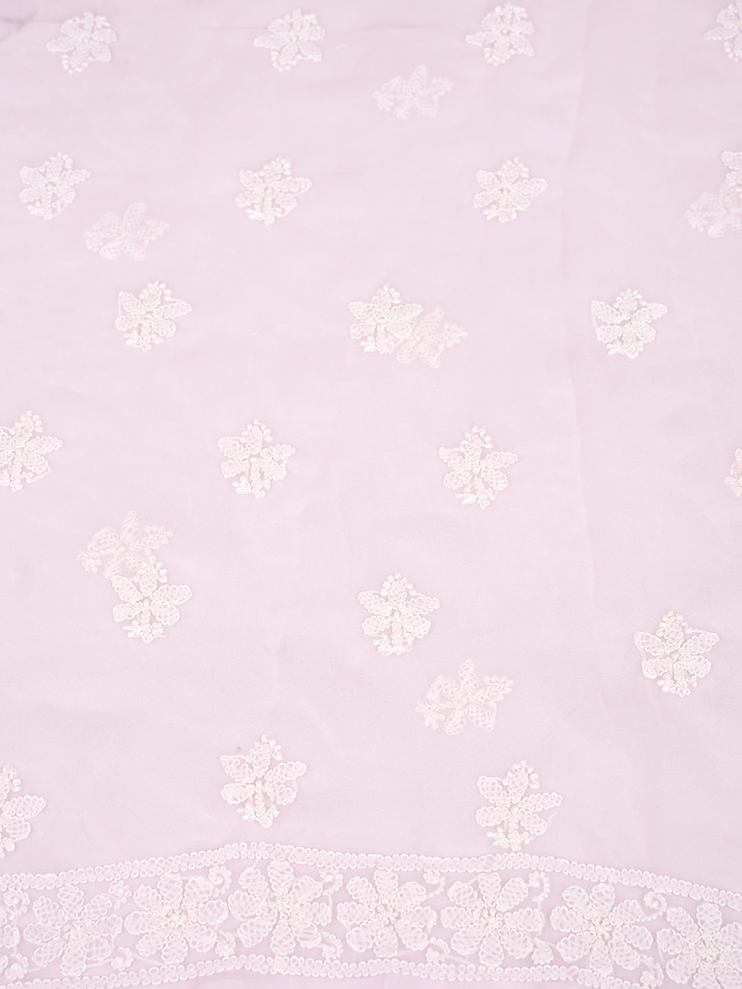 Ada Hand Embroidered Pink Faux Georgette Lucknowi Chikankari Unstitched Suit Piece 01A1002711