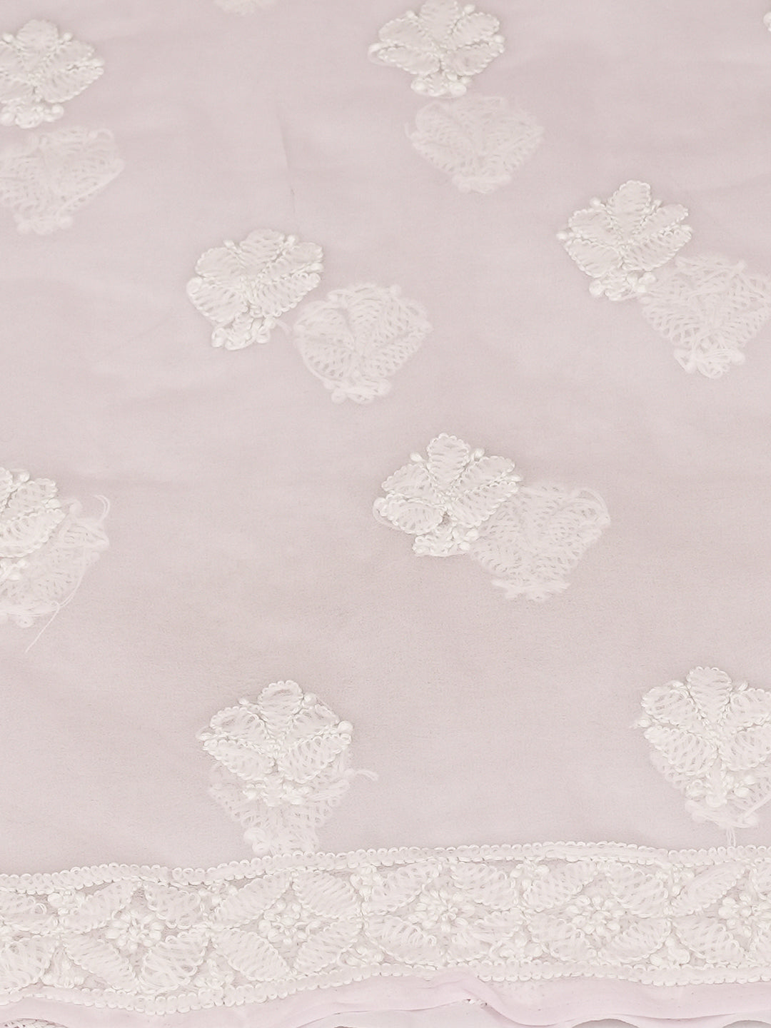 Ada Hand Embroidered Pink Faux Georgette Lucknowi Chikankari Unstitched Suit Piece 01A1003762