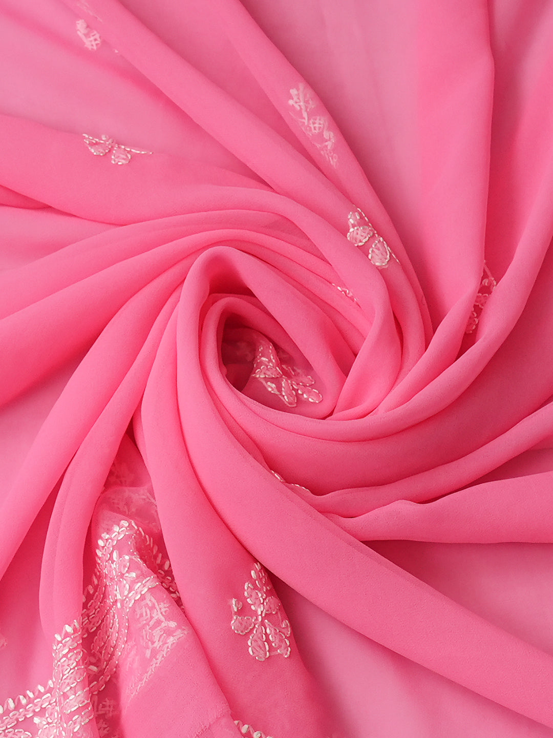 Ada Hand Embroidered Pink Faux Georgette Lucknowi Chikankari Unstitched Suit Piece 01A921616
