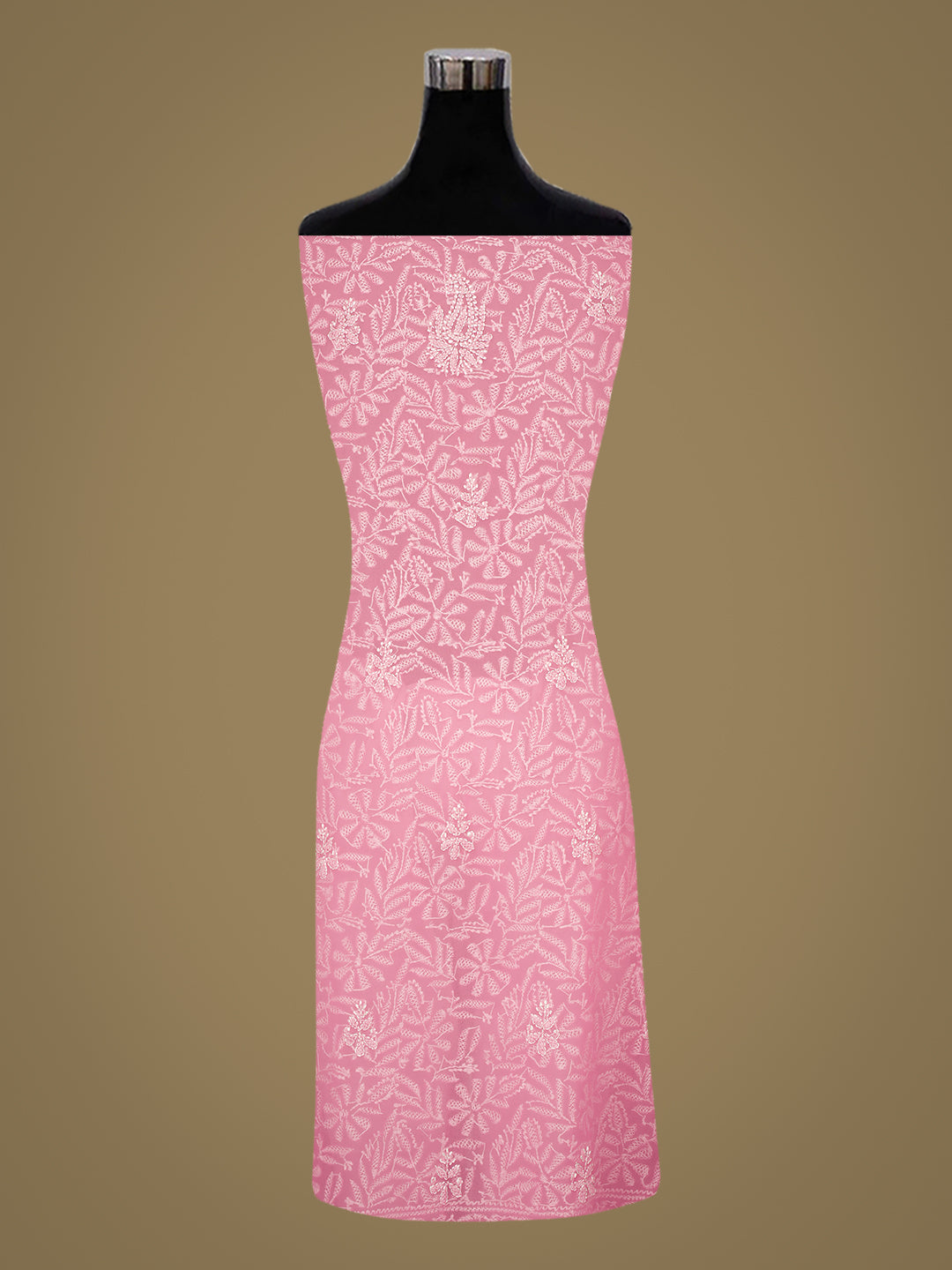 Ada Hand Embroidered Pink Faux Georgette Lucknowi Chikankari Unstitched Suit Piece 01A921616