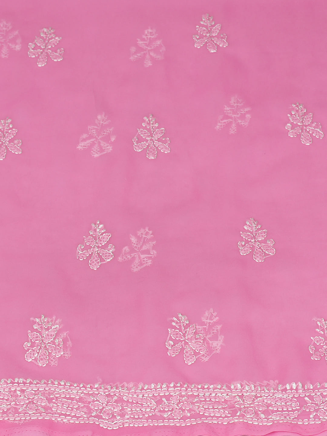 Ada Hand Embroidered Pink Faux Georgette Lucknowi Chikankari Unstitched Suit Piece 01A921616