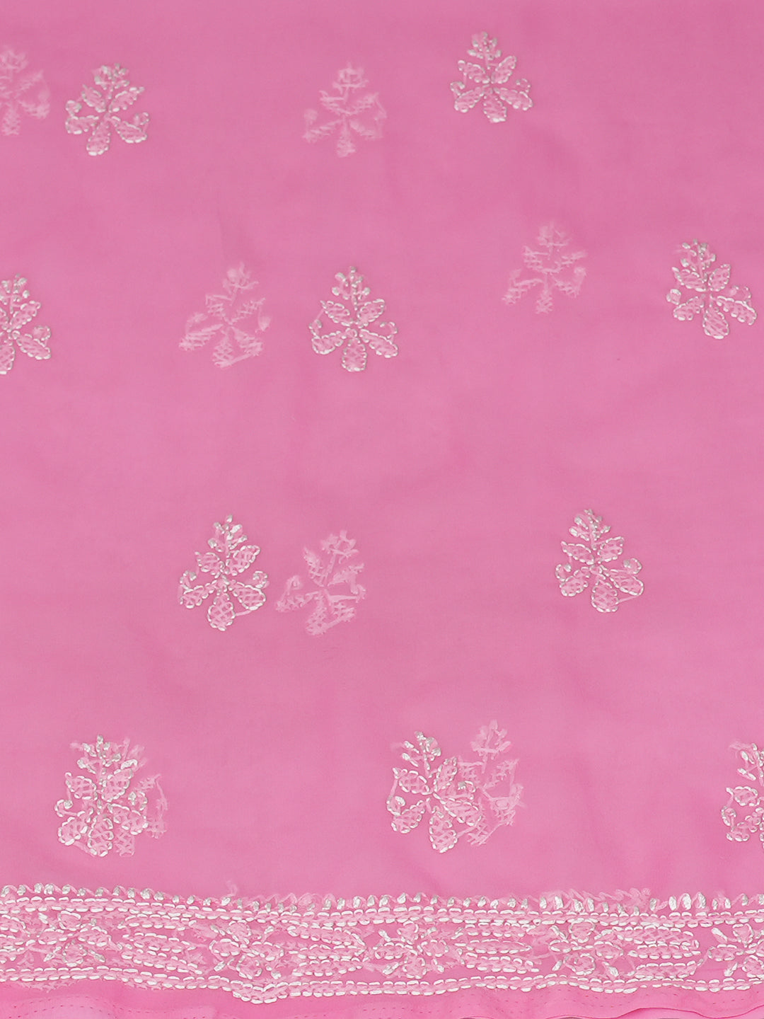 Ada Hand Embroidered Pink Faux Georgette Lucknowi Chikankari Unstitched Suit Piece 01A921616