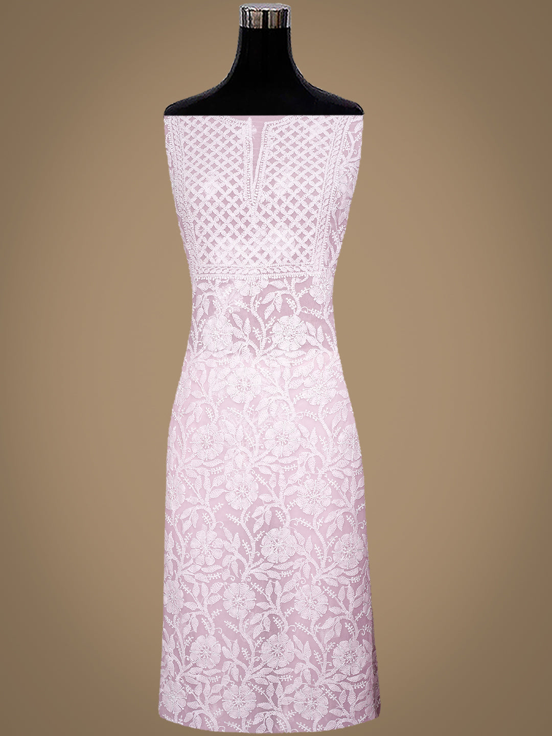 Ada Hand Embroidered Pink Faux Georgette Lucknowi Chikankari Unstitched Suit Piece 01A985247