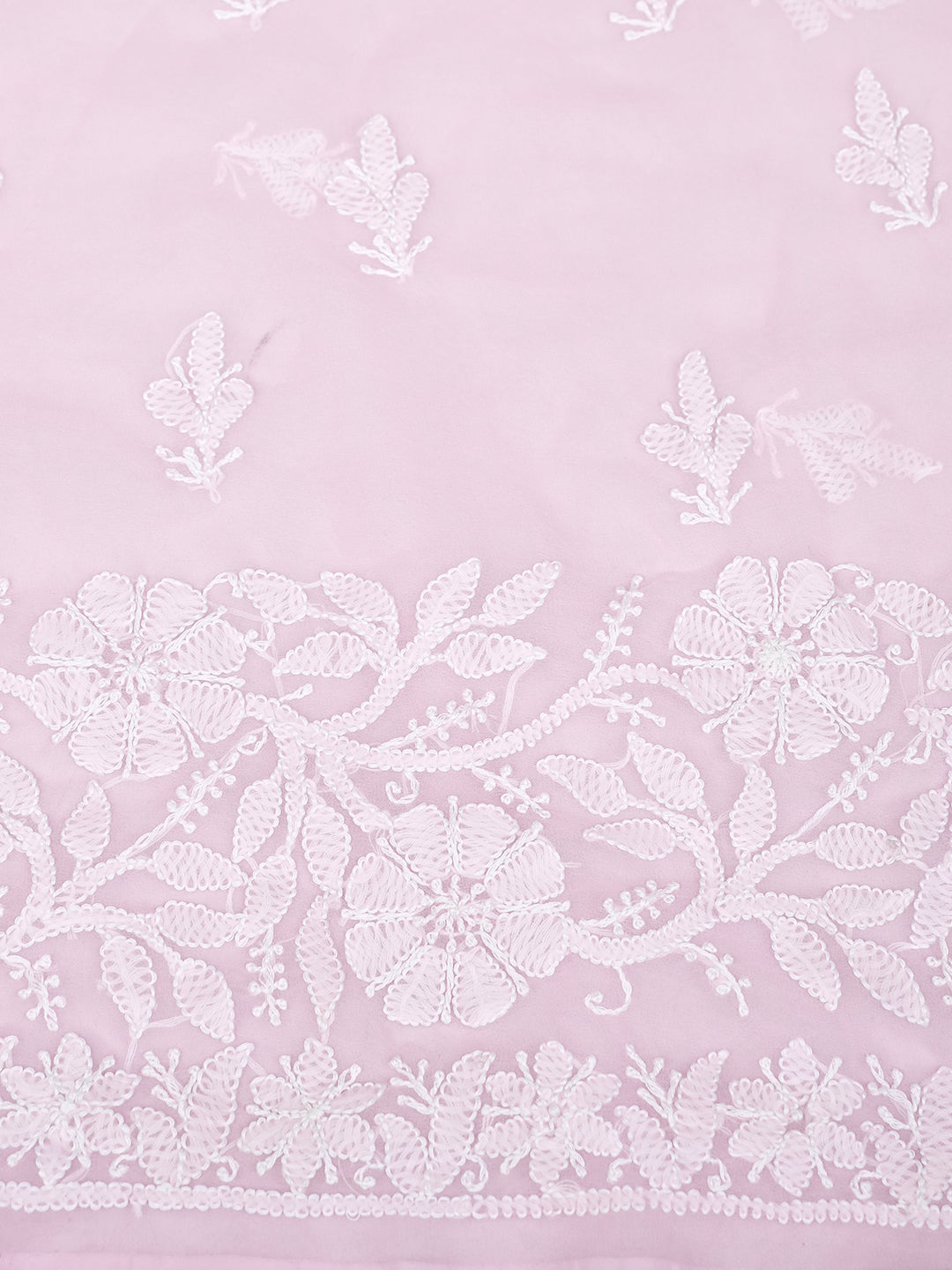 Ada Hand Embroidered Pink Faux Georgette Lucknowi Chikankari Unstitched Suit Piece 01A985247