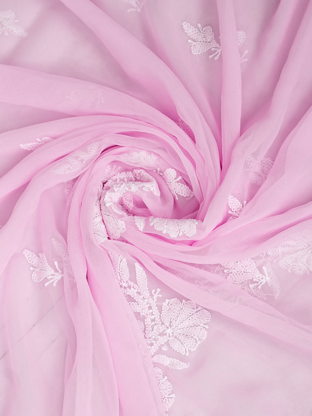 Ada Hand Embroidered Pink Faux Georgette Lucknowi Chikankari Unstitched Suit Piece 01A985247