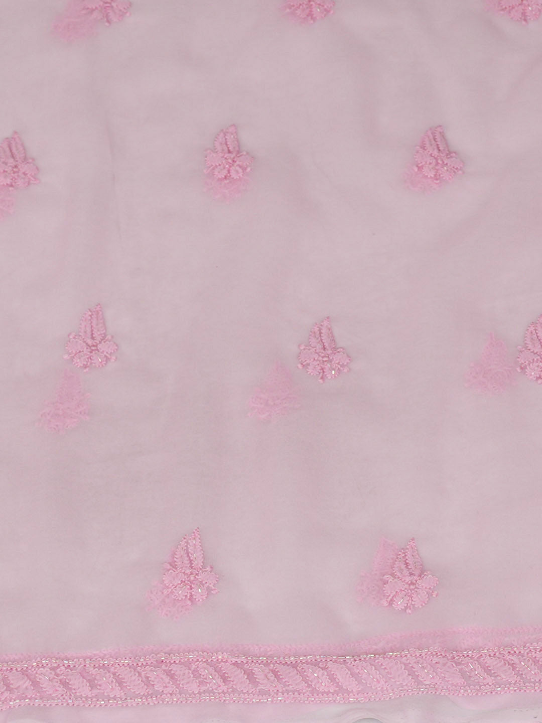 Ada Hand Embroidered Pink Faux Georgette Lucknowi Chikankari Unstitched Suit Piece With Cutdana & sequined Work 01A654784