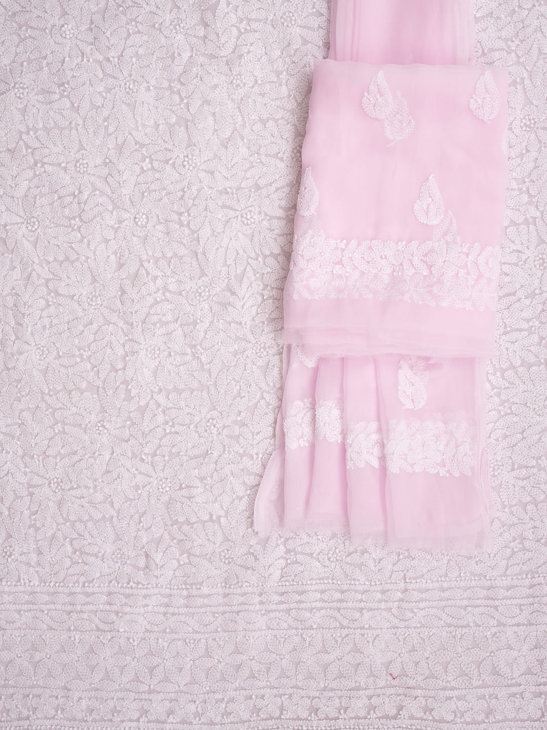 Ada Hand Embroidered Pink Georgette Lucknowi Chikankari Unstitched Suit Piece 01A1019135_2