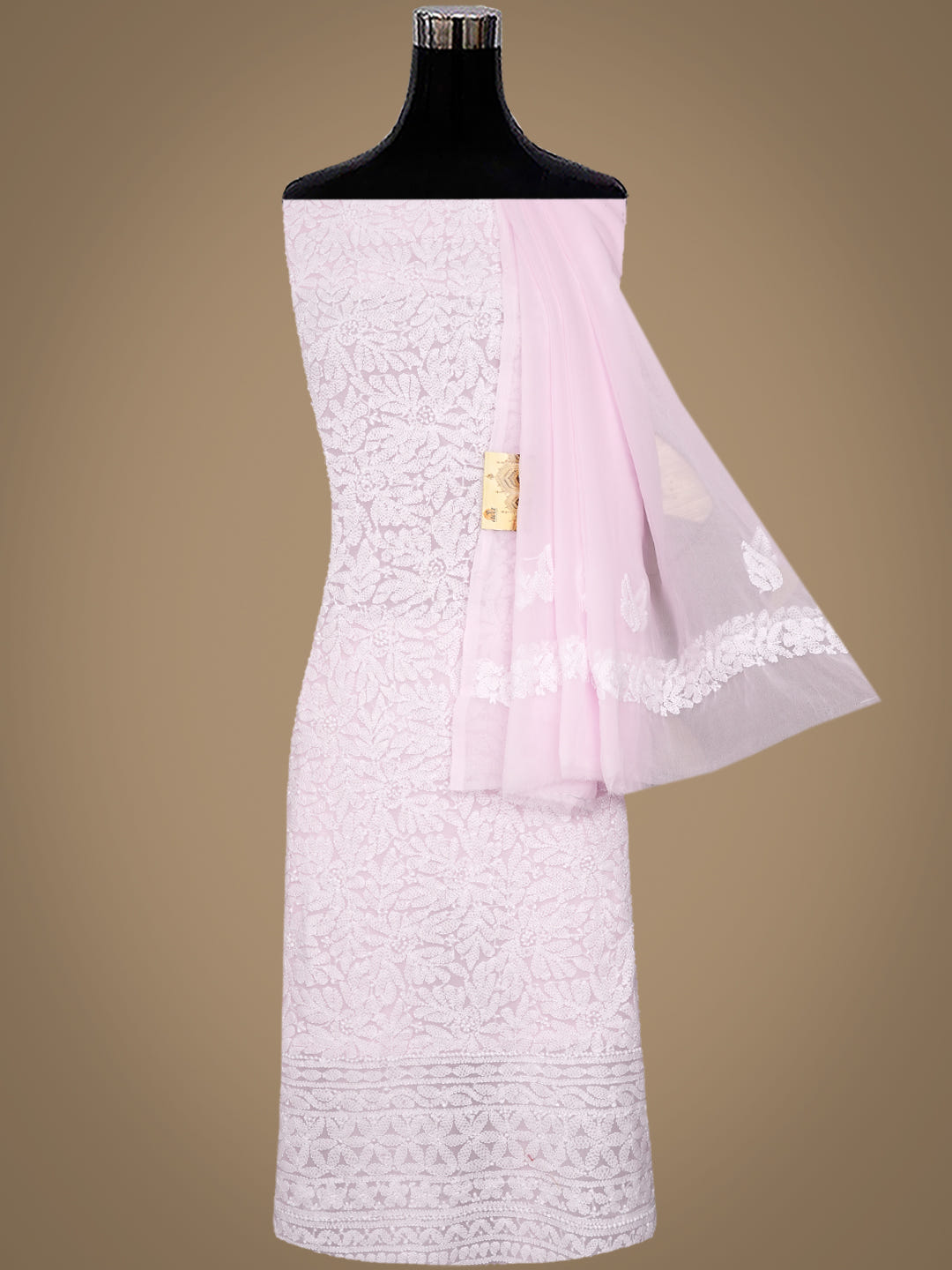 Ada Hand Embroidered Pink Georgette Lucknowi Chikankari Unstitched Suit Piece 01A1019135_8