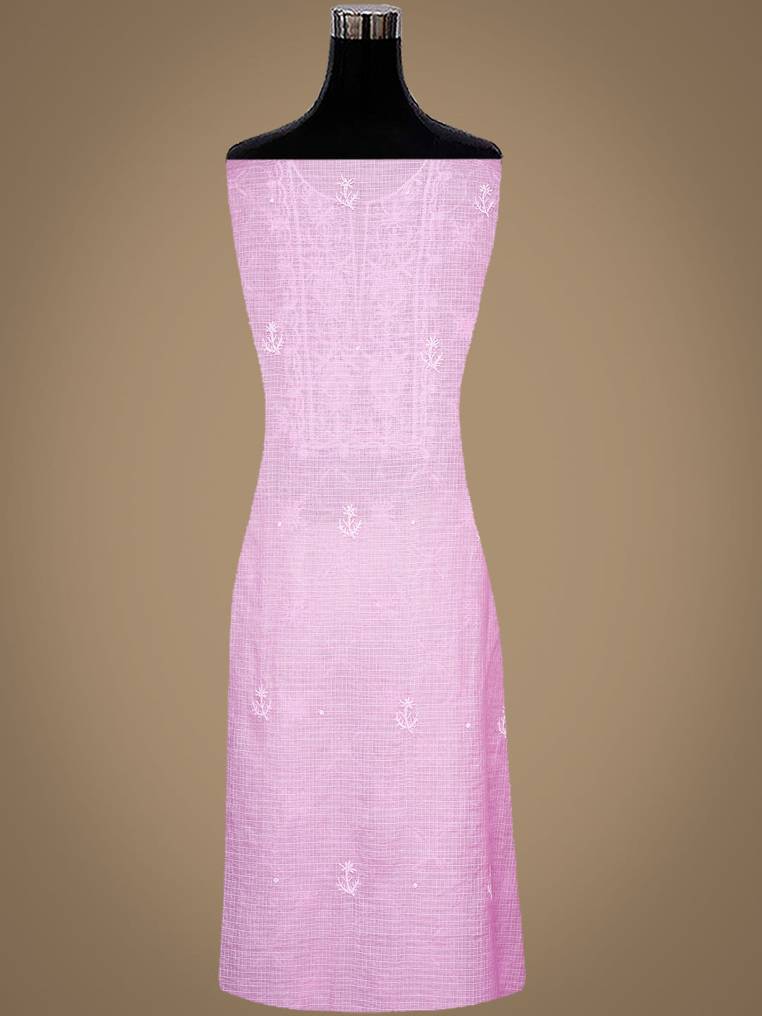 Ada Hand Embroidered Pink Kota Lucknowi Chikankari Unstitched Kurta Dupatta Set With Cutdana Work 01A911345