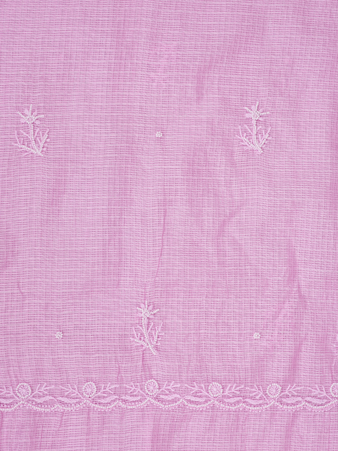 Ada Hand Embroidered Pink Kota Lucknowi Chikankari Unstitched Kurta Dupatta Set With Cutdana Work 01A911345