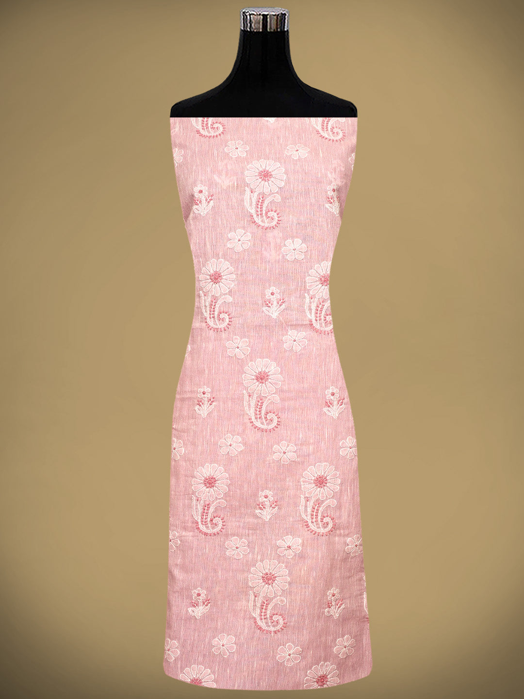 Ada Hand Embroidered Pink Linen Lucknowi Chikankari Unstitched Suit Piece 01A790999