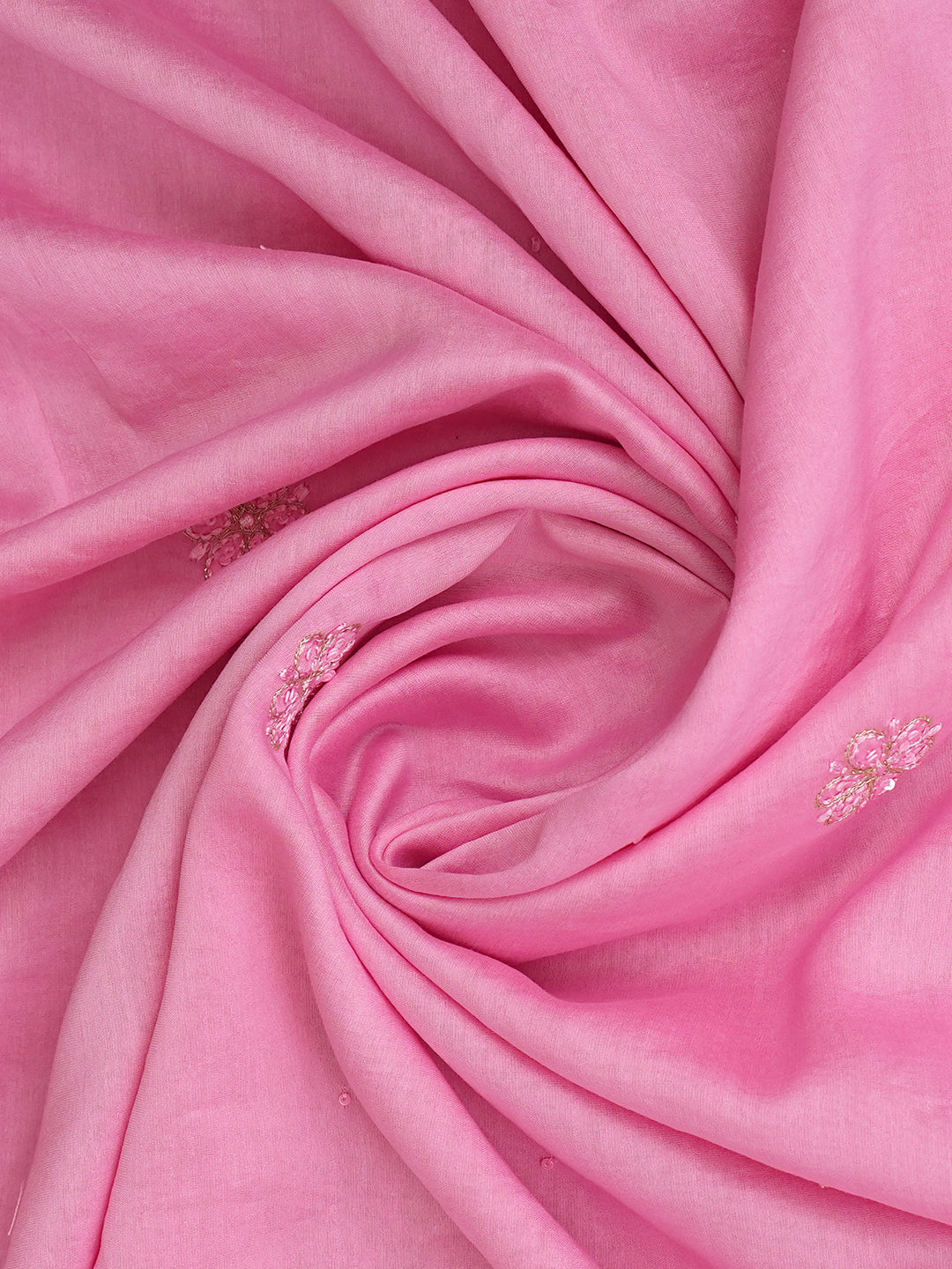 Ada Hand Embroidered Pink Mist Chanderi Lucknowi Chikankari Unstitched Kurta Dupatta Set With Zari Work 01A983133