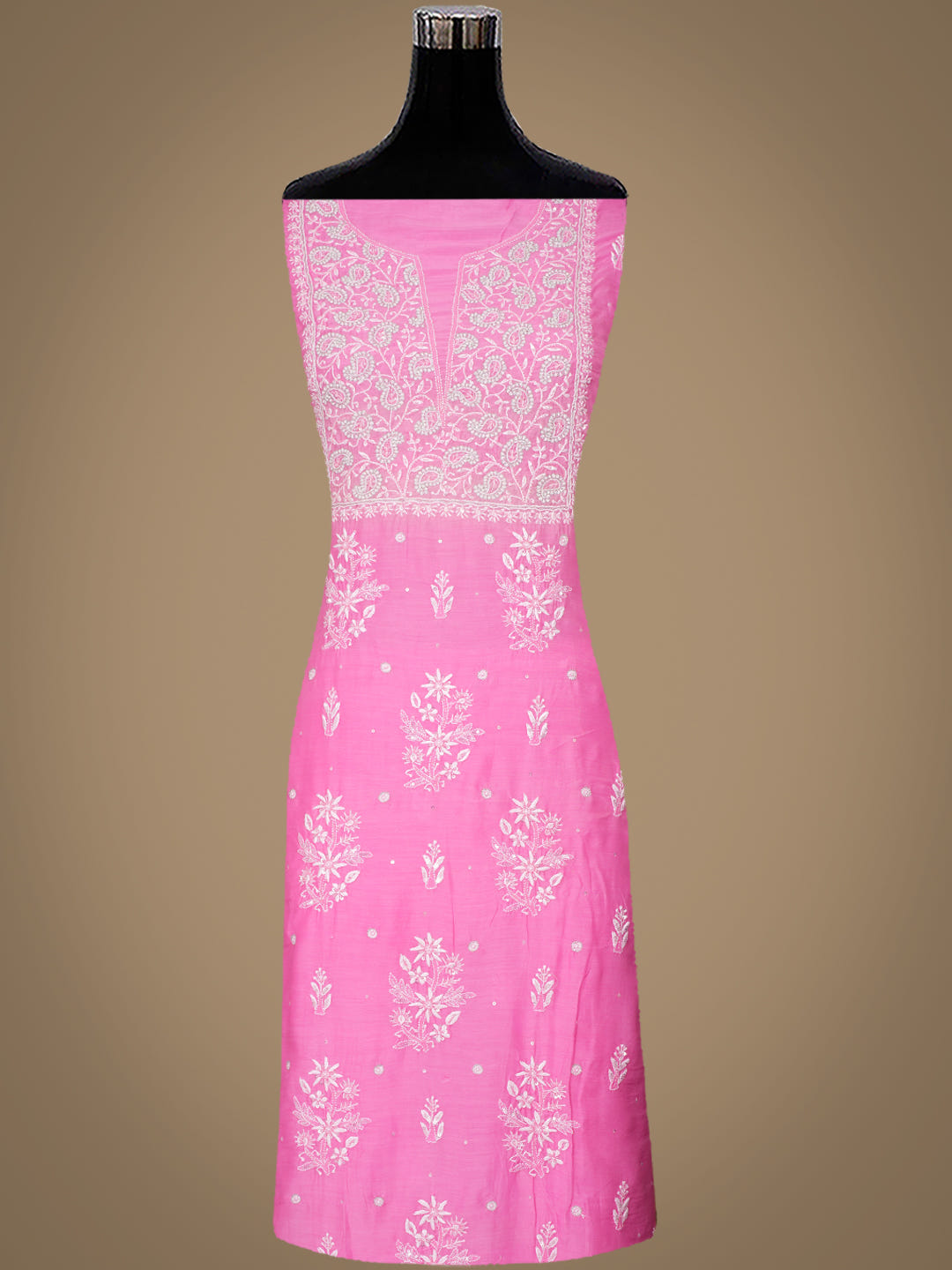 Ada Hand Embroidered Pink Muslin Lucknowi Chikankari Unstitched Kurta Dupatta With Cutdana Work 01A610258_2