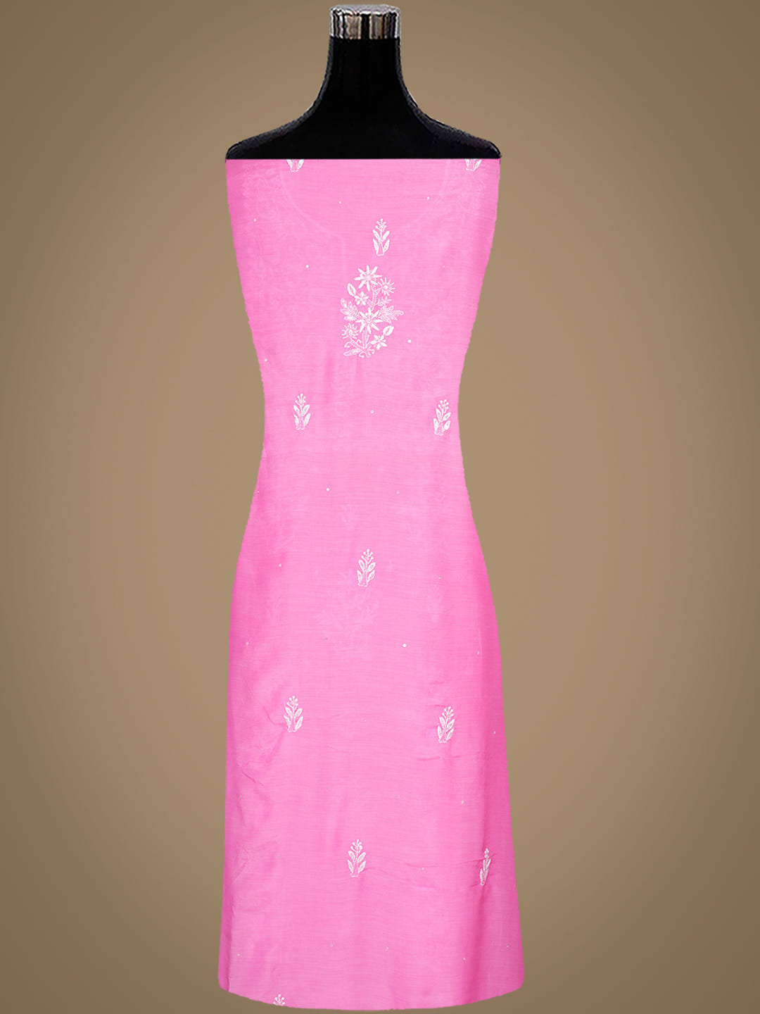 Ada Hand Embroidered Pink Muslin Lucknowi Chikankari Unstitched Kurta Dupatta With Cutdana Work 01A610258_4
