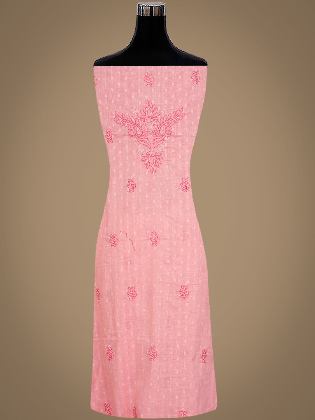 Ada Hand Embroidered Pink Peach Cotton Lucknowi Chikankari Unstitched Suit Piece 01A988321