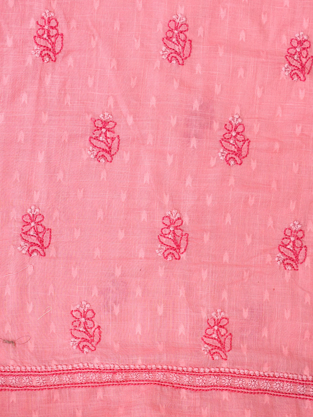 Ada Hand Embroidered Pink Peach Cotton Lucknowi Chikankari Unstitched Suit Piece 01A988321