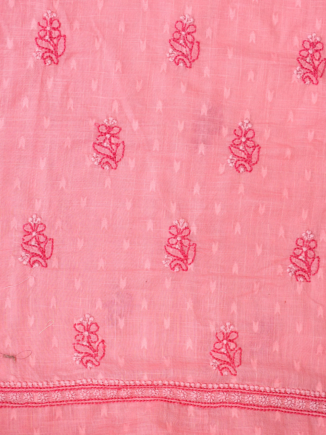 Ada Hand Embroidered Pink Peach Cotton Lucknowi Chikankari Unstitched Suit Piece 01A988321