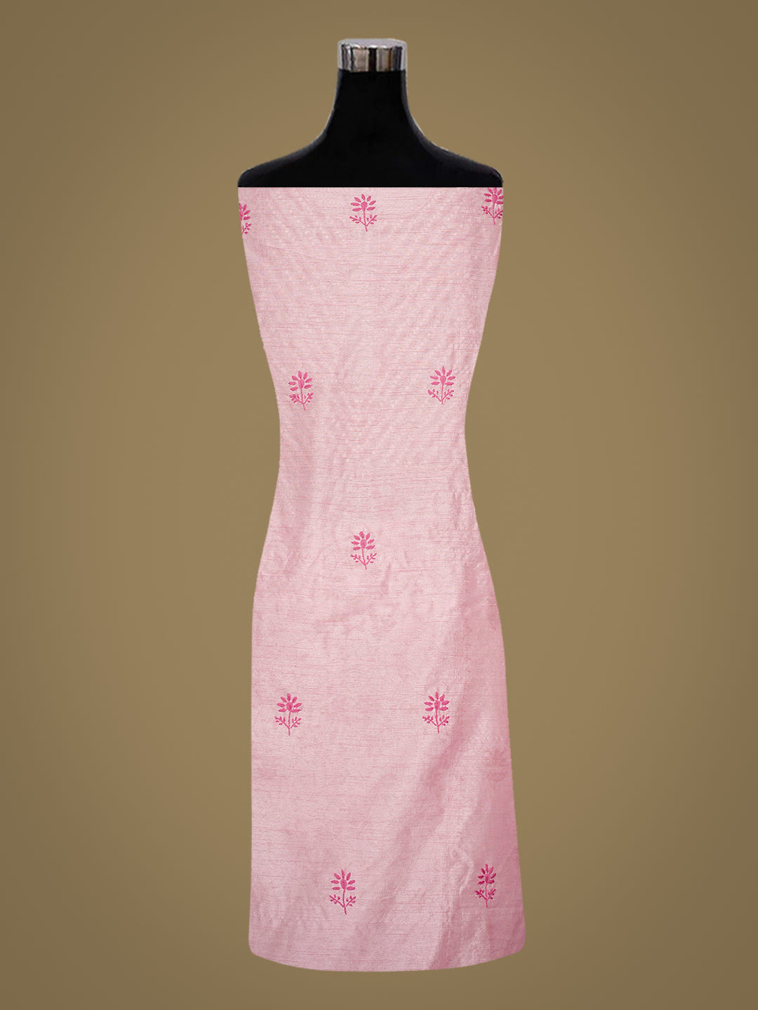 Ada Hand Embroidered Pink Silk Lucknowi Chikankari Unstitched Kurta Dupatta Set With Mirror Work 01A987099_4