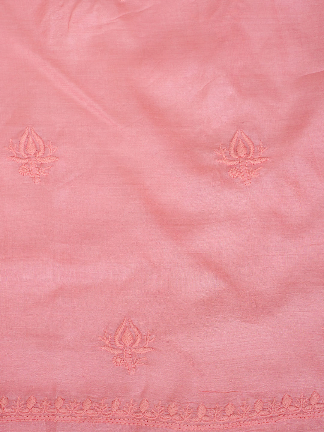 Ada Hand Embroidered Pink Silk Lucknowi Chikankari Unstitched Suit Piece With Chiffon Dupatta_7