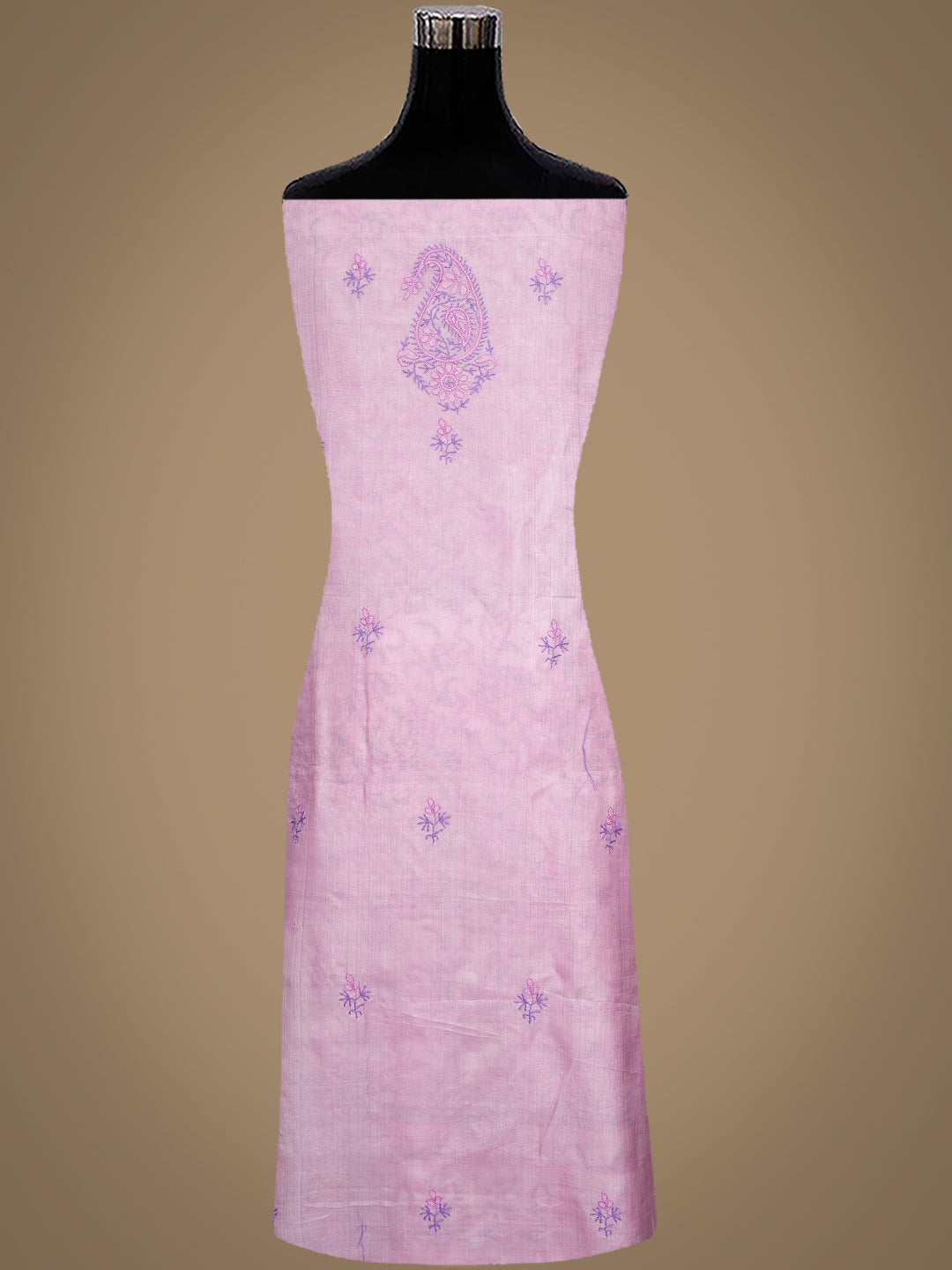 Ada Hand Embroidered Pink Silk lucknowi Chikankari Unstitched Kurta 01A998786