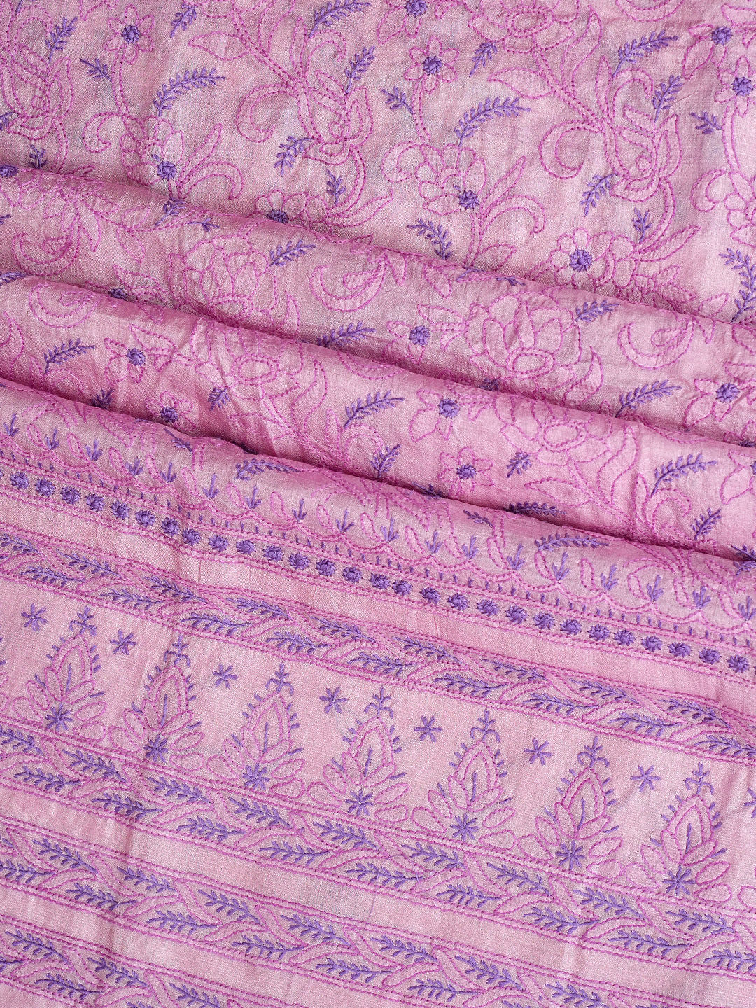 Ada Hand Embroidered Pink Silk lucknowi Chikankari Unstitched Kurta 01A998786