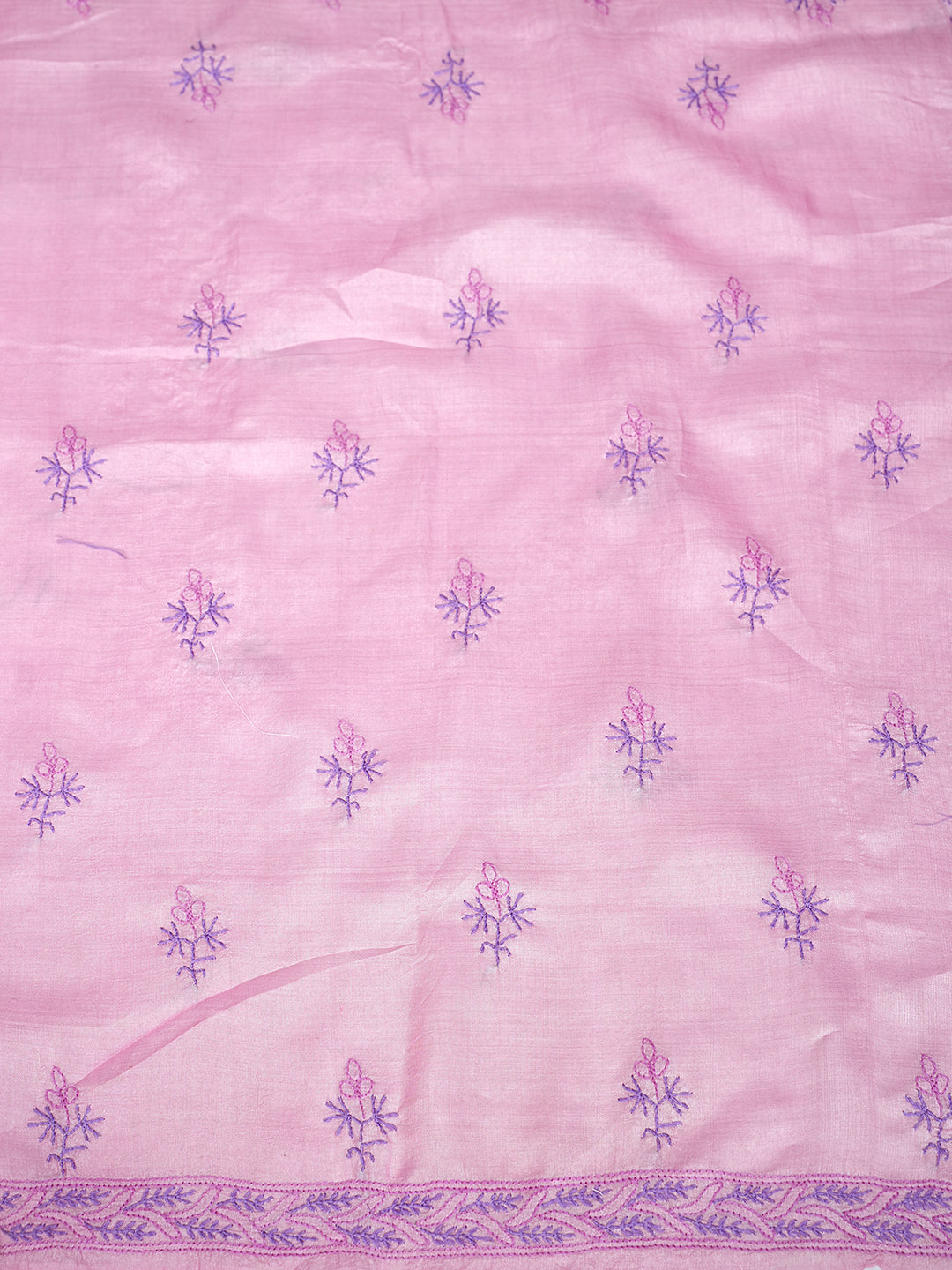 Ada Hand Embroidered Pink Silk lucknowi Chikankari Unstitched Kurta 01A998786