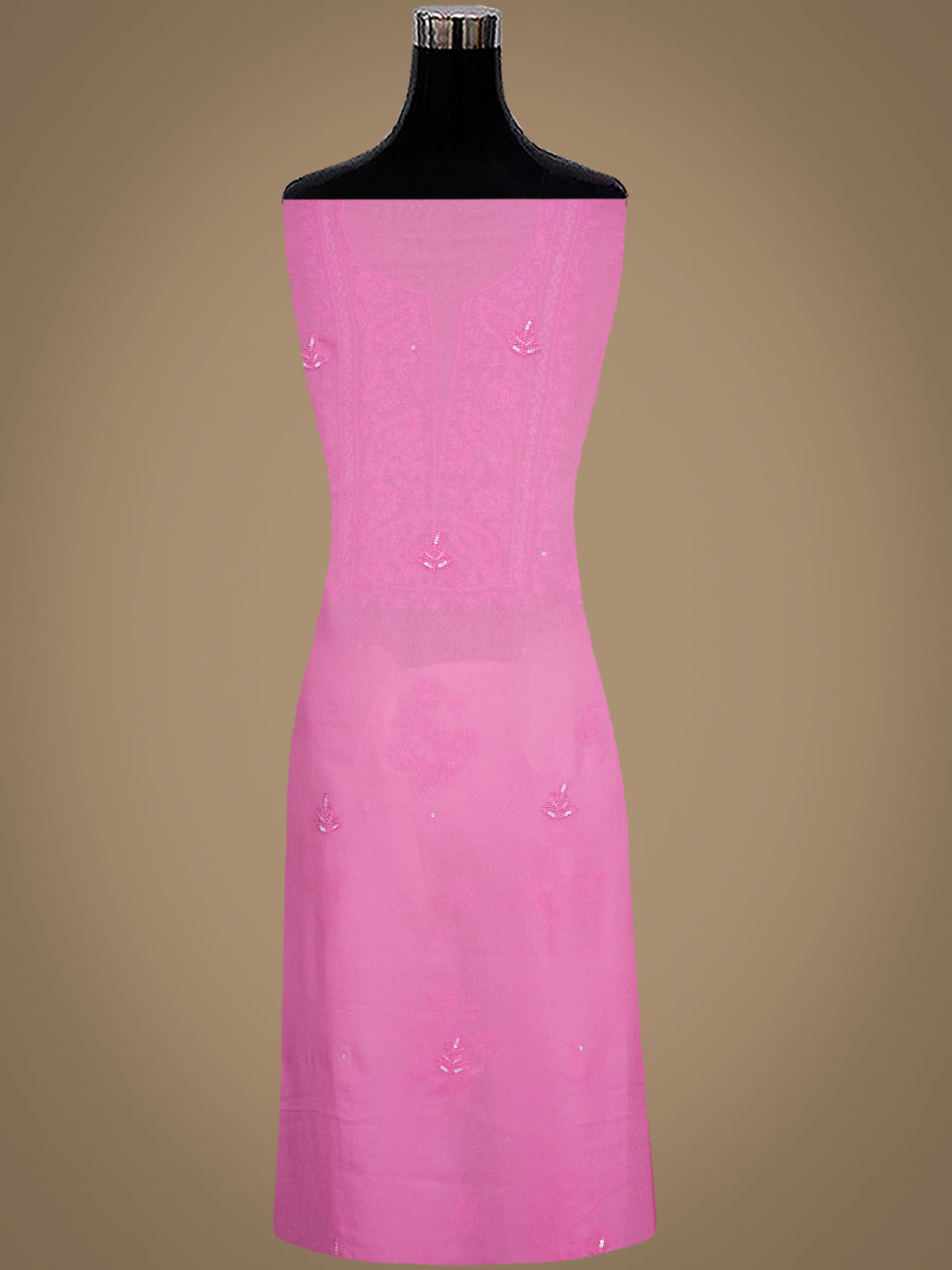 Ada Hand Embroidered Pink Viscose Georgette Lucknowi Chikankari Unstitched Kurta Dupatta Set With Cutdana Work 01A771728