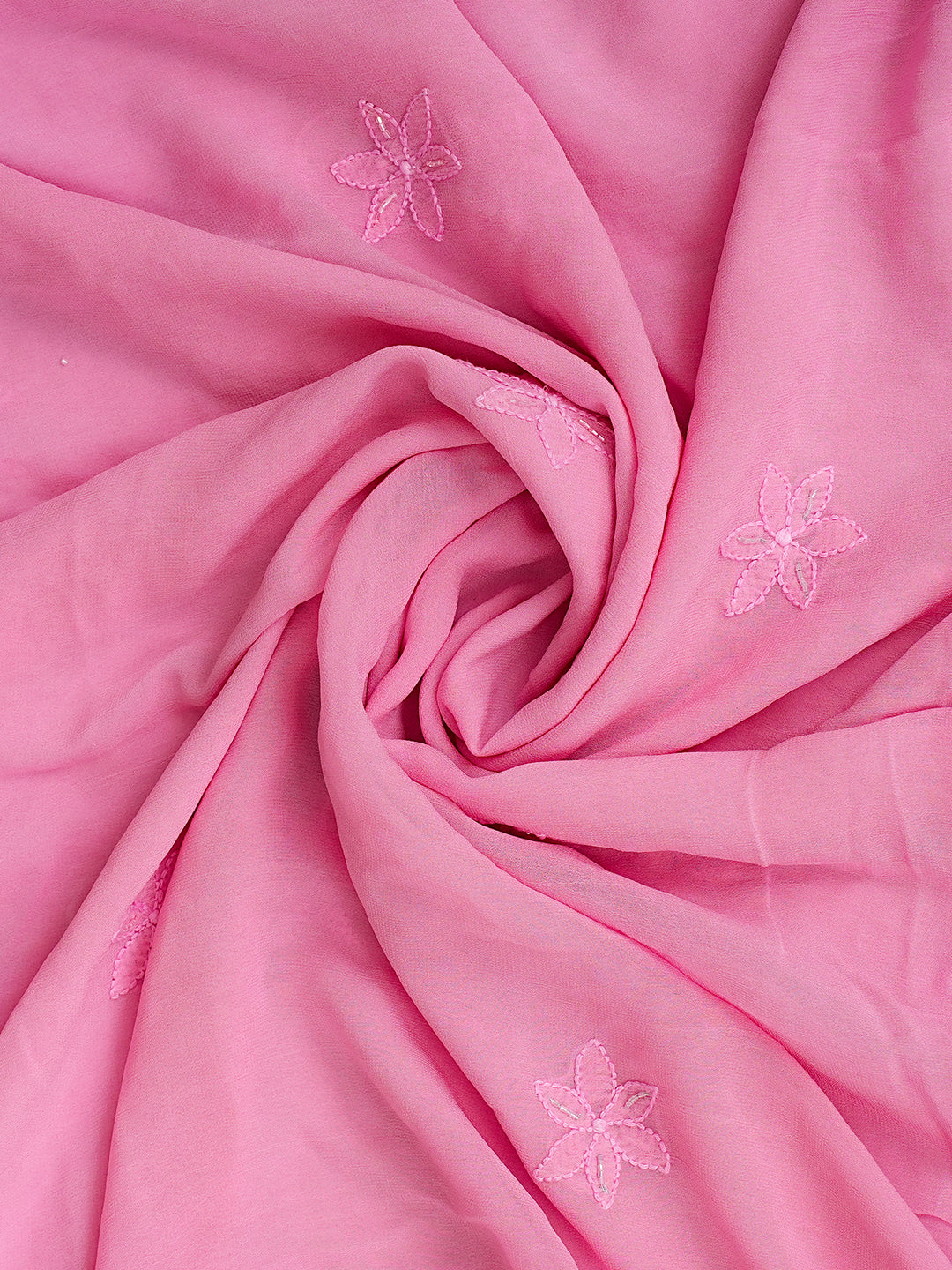 Ada Hand Embroidered Pink Viscose Georgette Lucknowi Chikankari Unstitched Kurta Dupatta Set With Cutdana Work 01A782525