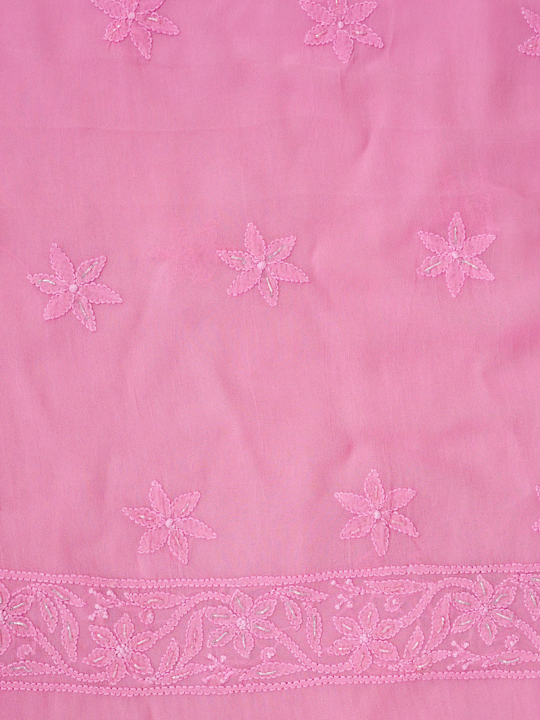 Ada Hand Embroidered Pink Viscose Georgette Lucknowi Chikankari Unstitched Kurta Dupatta Set With Cutdana Work 01A782525