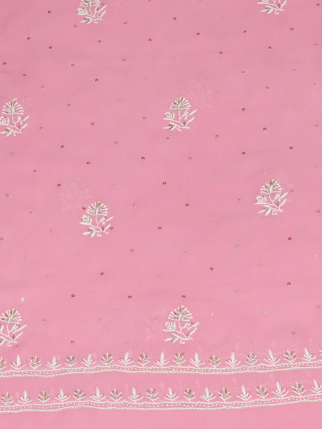 Ada Hand Embroidered Pink Viscose Georgette Lucknowi Chikankari Unstitched Kurta Dupatta Set With Cutdana Work 01A887964