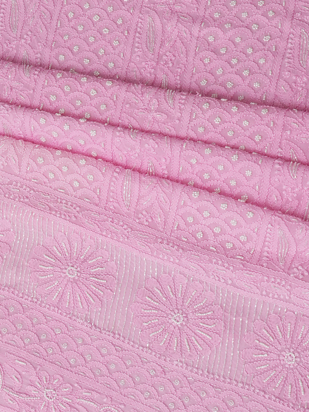 Ada Hand Embroidered Pink Viscose Georgette Lucknowi Chikankari Unstitched Kurta Dupatta Set With Cutdana Work 01A977822