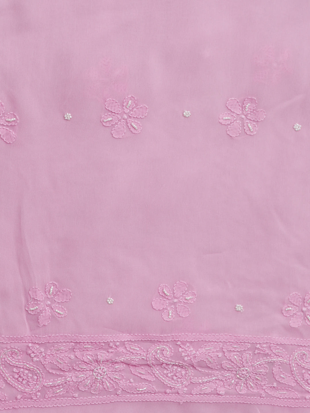 Ada Hand Embroidered Pink Viscose Georgette Lucknowi Chikankari Unstitched Kurta Dupatta Set With Cutdana Work 01A977822