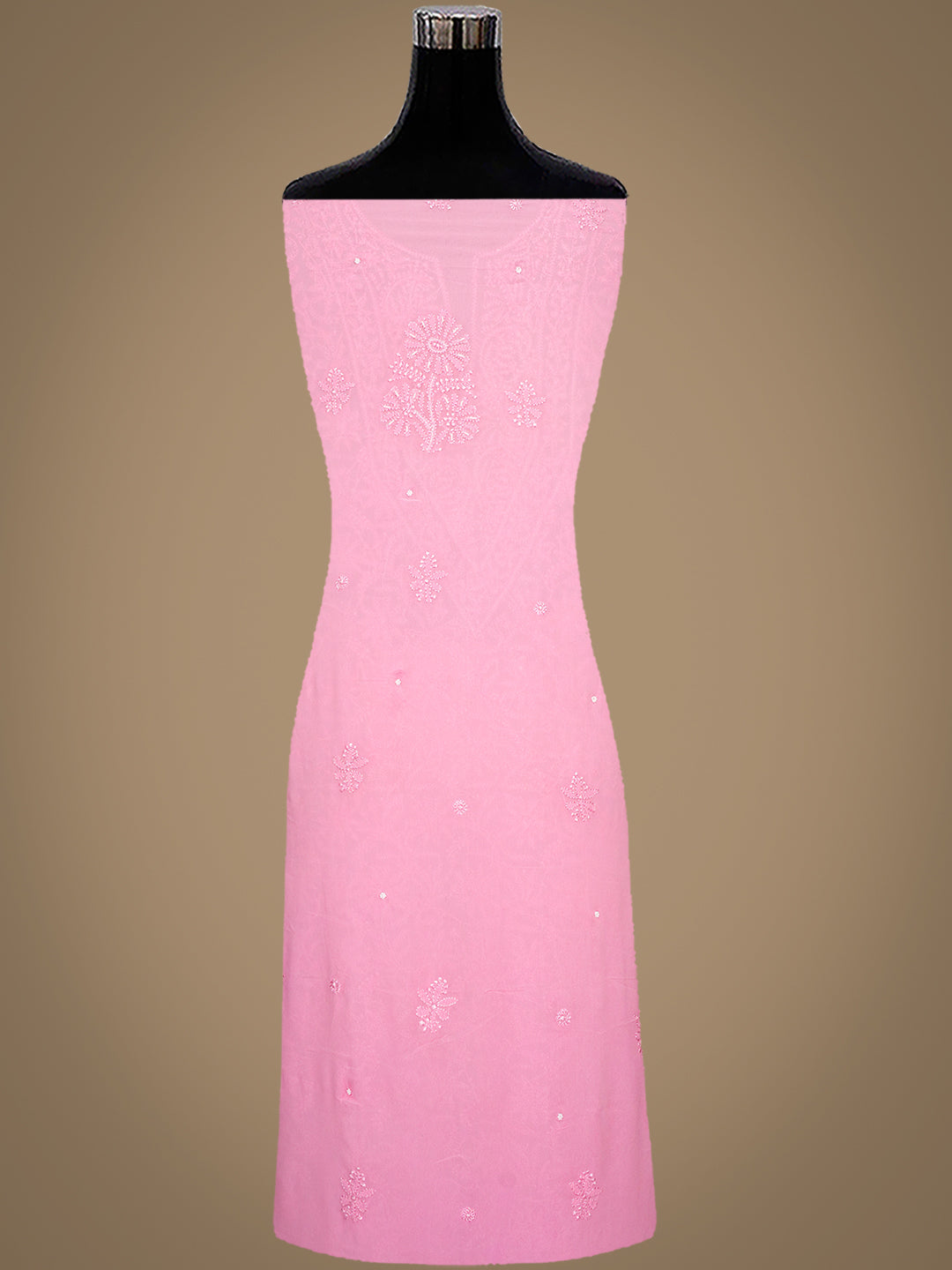 Ada Hand Embroidered Pink Viscose Georgette Lucknowi Chikankari Unstitched Kurta Dupatta Set With Cutdana Work 01A984113