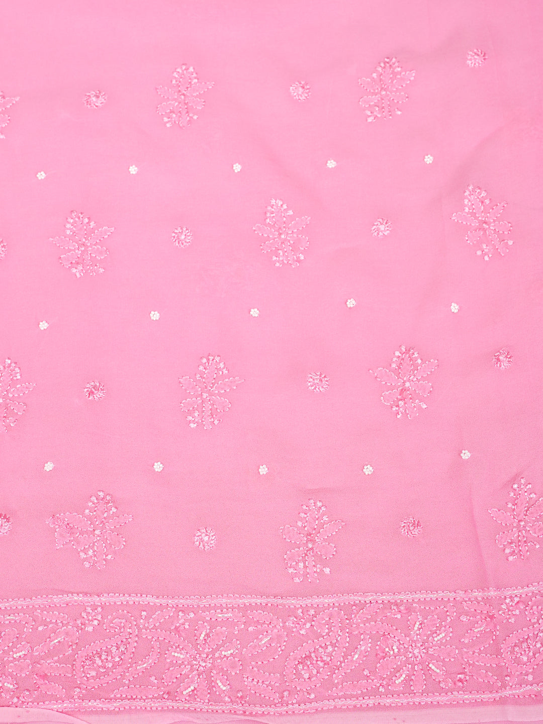 Ada Hand Embroidered Pink Viscose Georgette Lucknowi Chikankari Unstitched Kurta Dupatta Set With Cutdana Work 01A984113