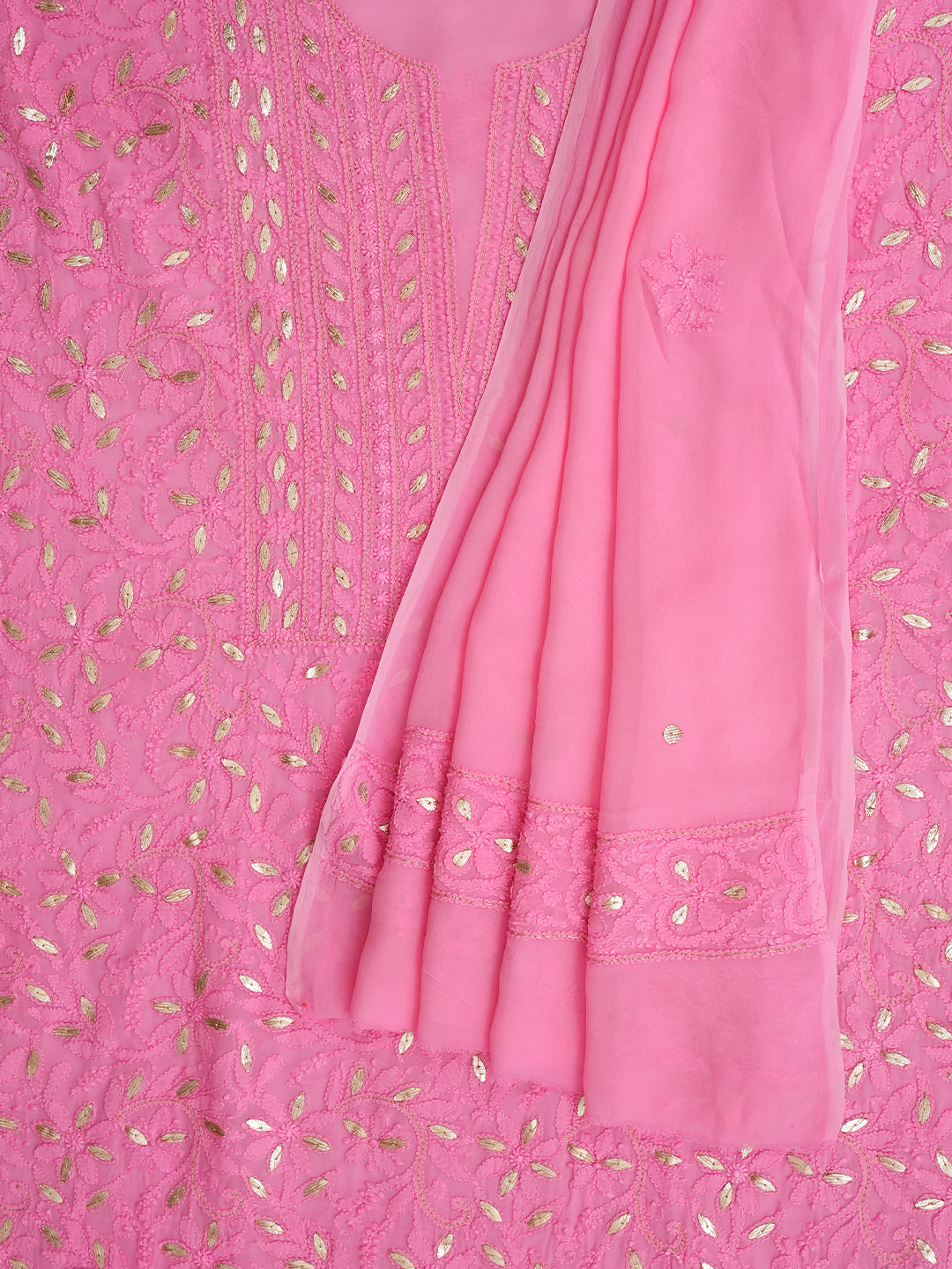 Designer Pink Chikankari Kurta Set for Women