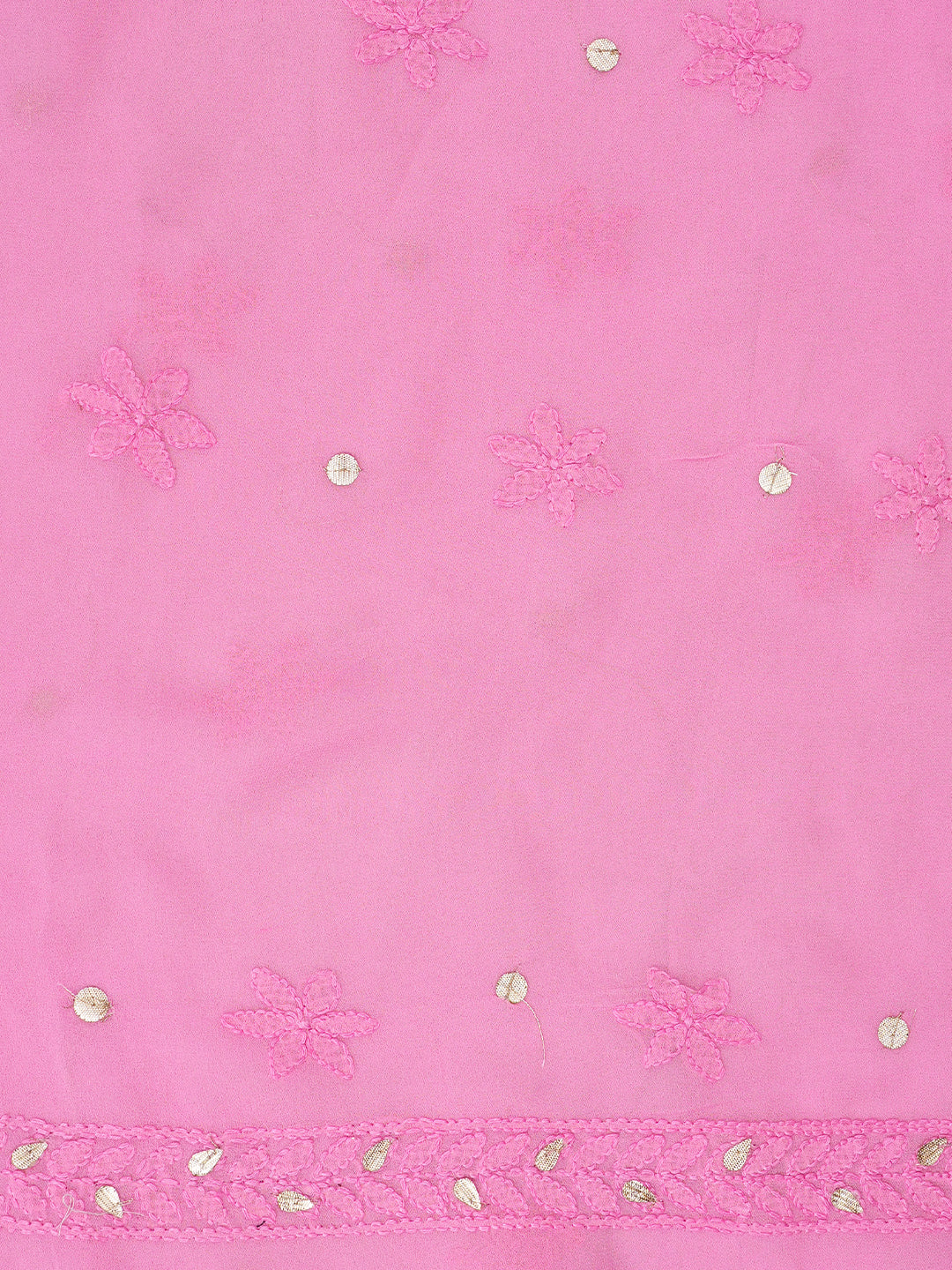 Ada Hand Embroidered Pink Viscose Georgette Lucknowi Chikankari Unstitched Kurta Dupatta Set With Gota Patti Work 01A984090