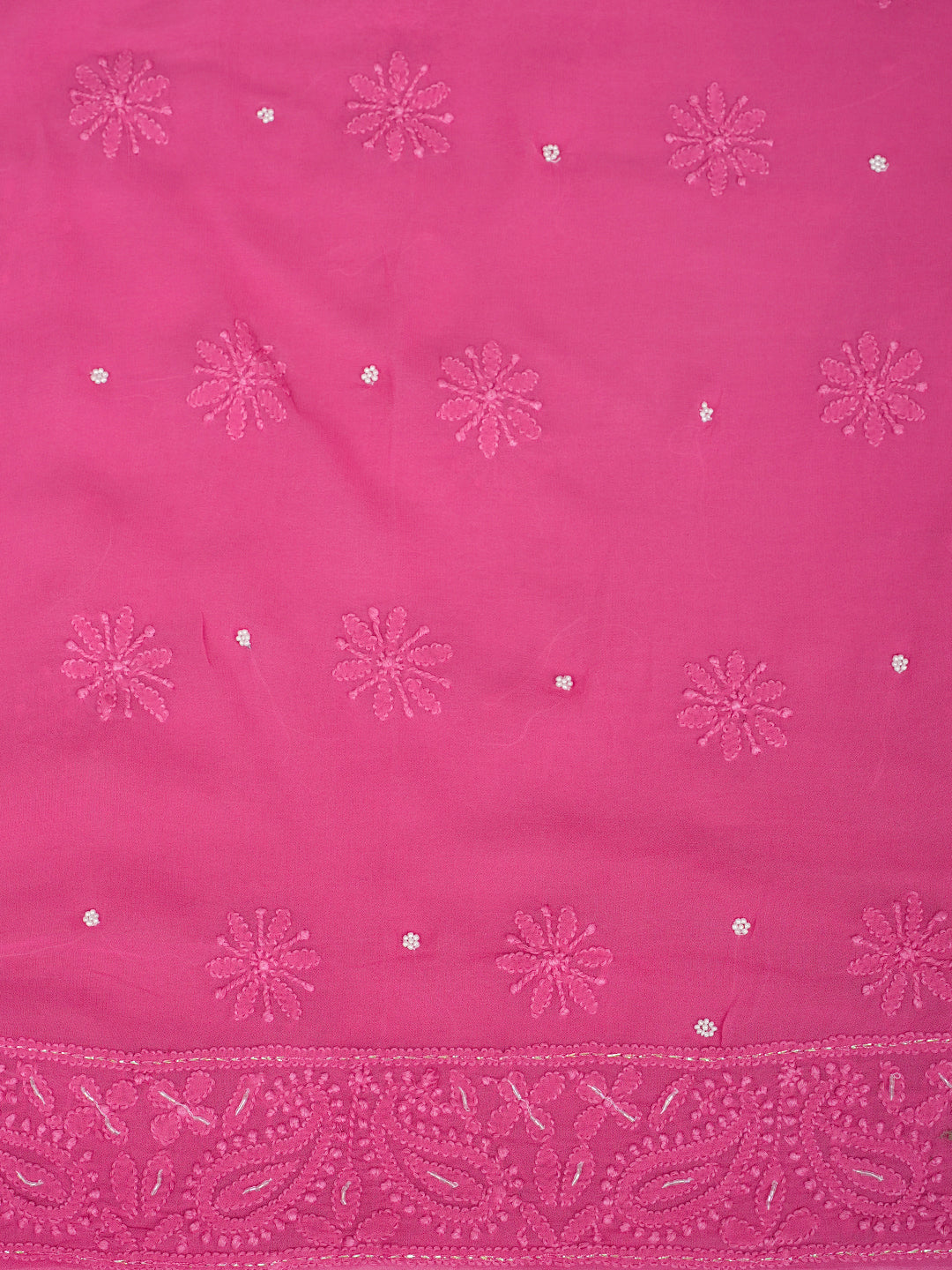 Ada Hand Embroidered Pink Viscose Georgette Lucknowi Chikankari Unstitched Kurta Dupatta Set With Pearl, Sequinned & Cutdana Work 01A933511