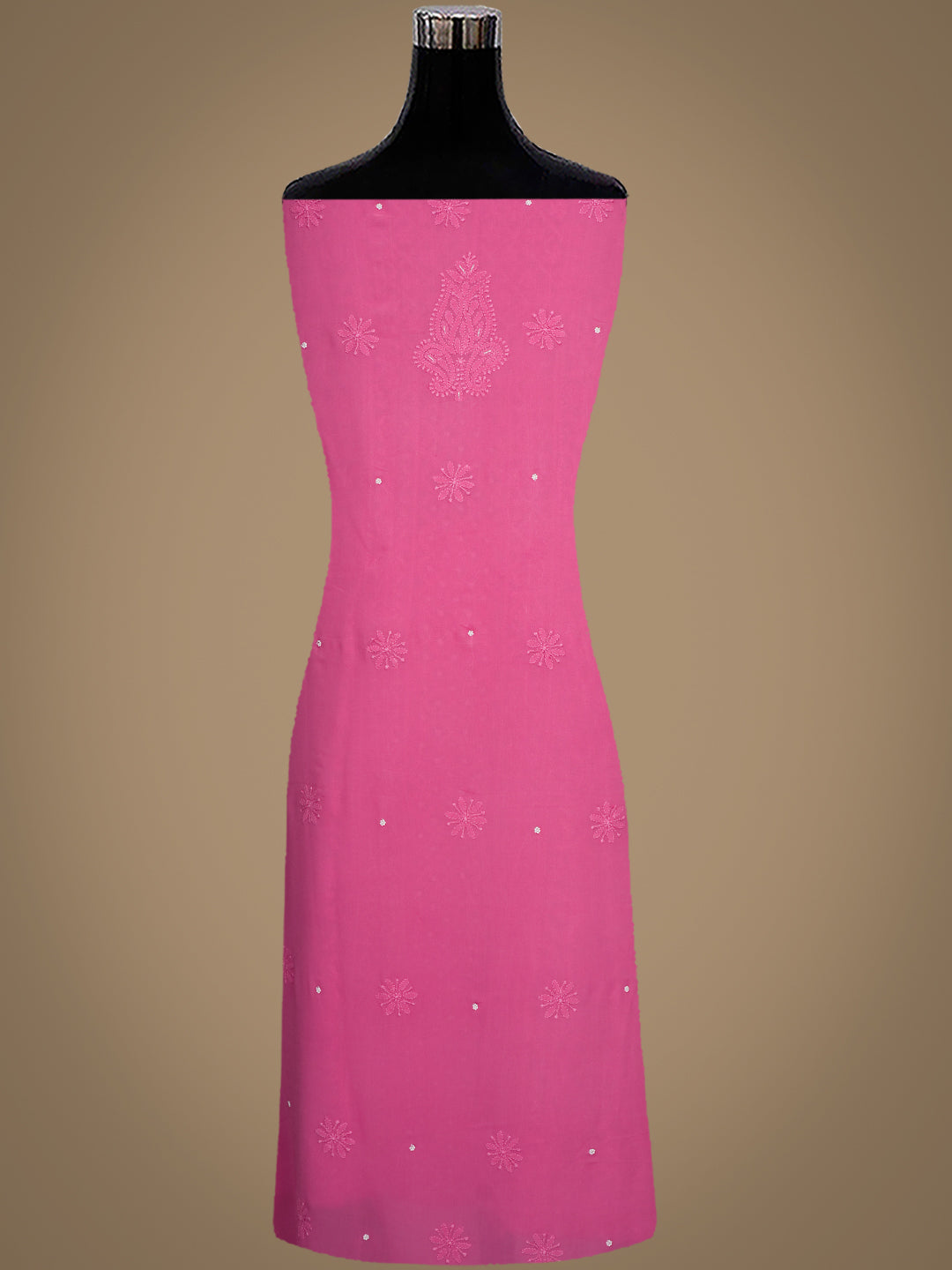 Ada Hand Embroidered Pink Viscose Georgette Lucknowi Chikankari Unstitched Kurta Dupatta Set With Pearl, Sequinned & Cutdana Work 01A933511
