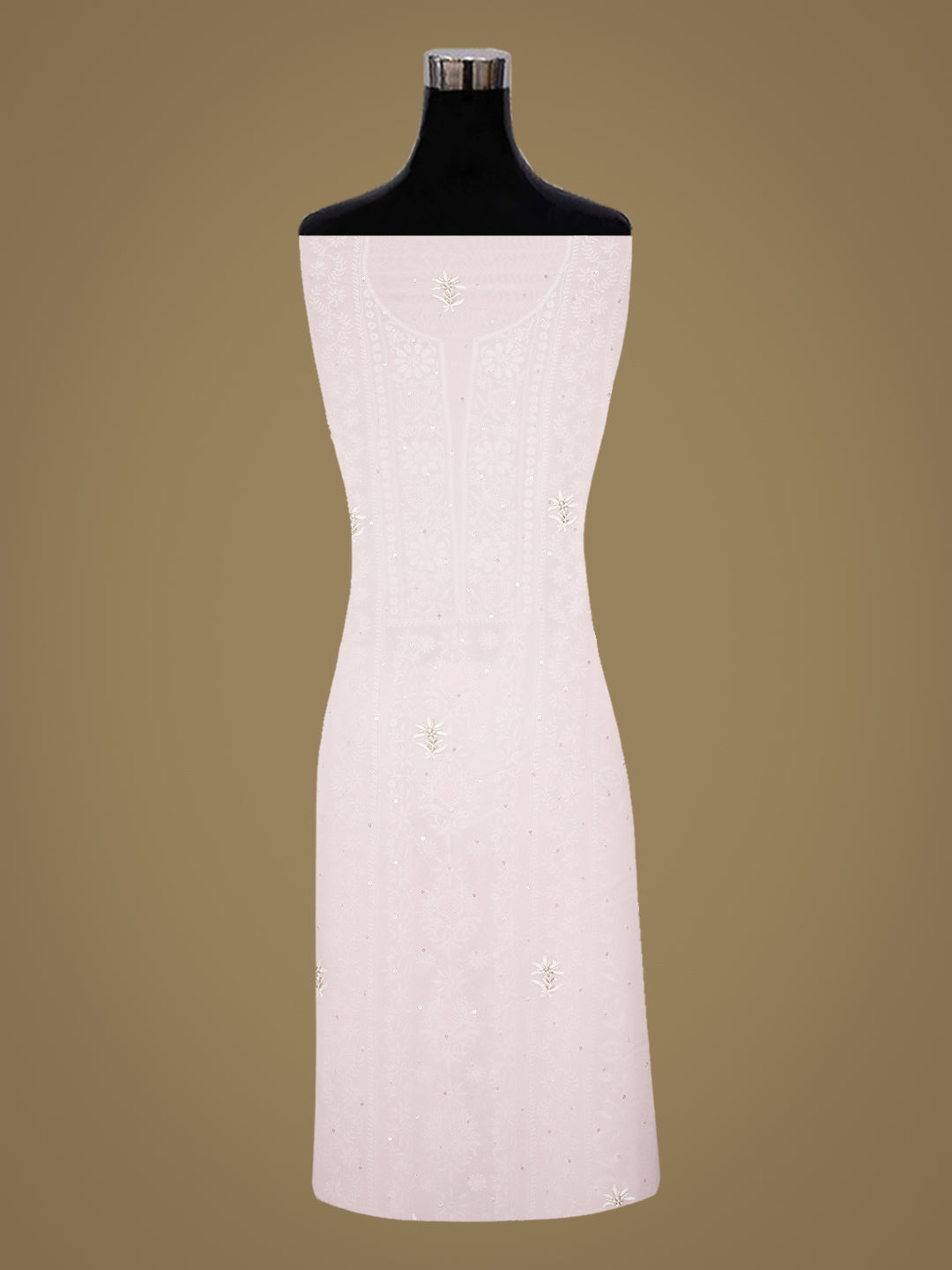 Ada Hand Embroidered Pink Viscose Georgette Lucknowi Chikankari Unstitched Kurta Dupatta With Cutdana Work 01A887971