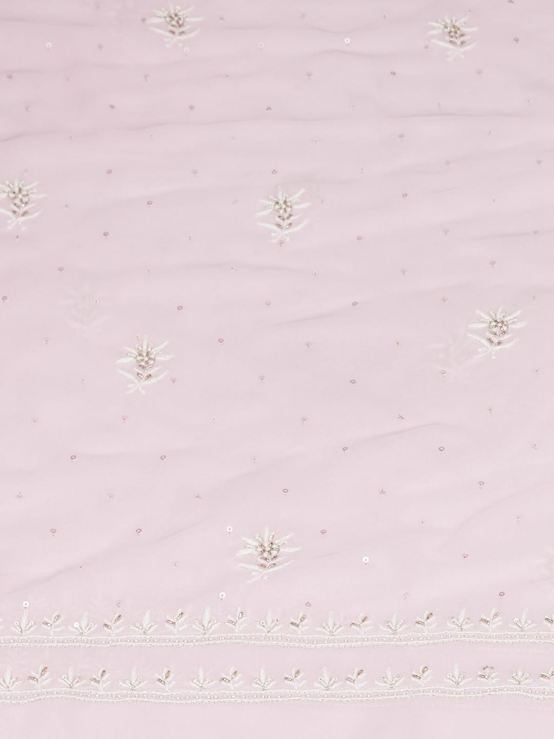 Ada Hand Embroidered Pink Viscose Georgette Lucknowi Chikankari Unstitched Kurta Dupatta Set With Cutdana Work 01A887971